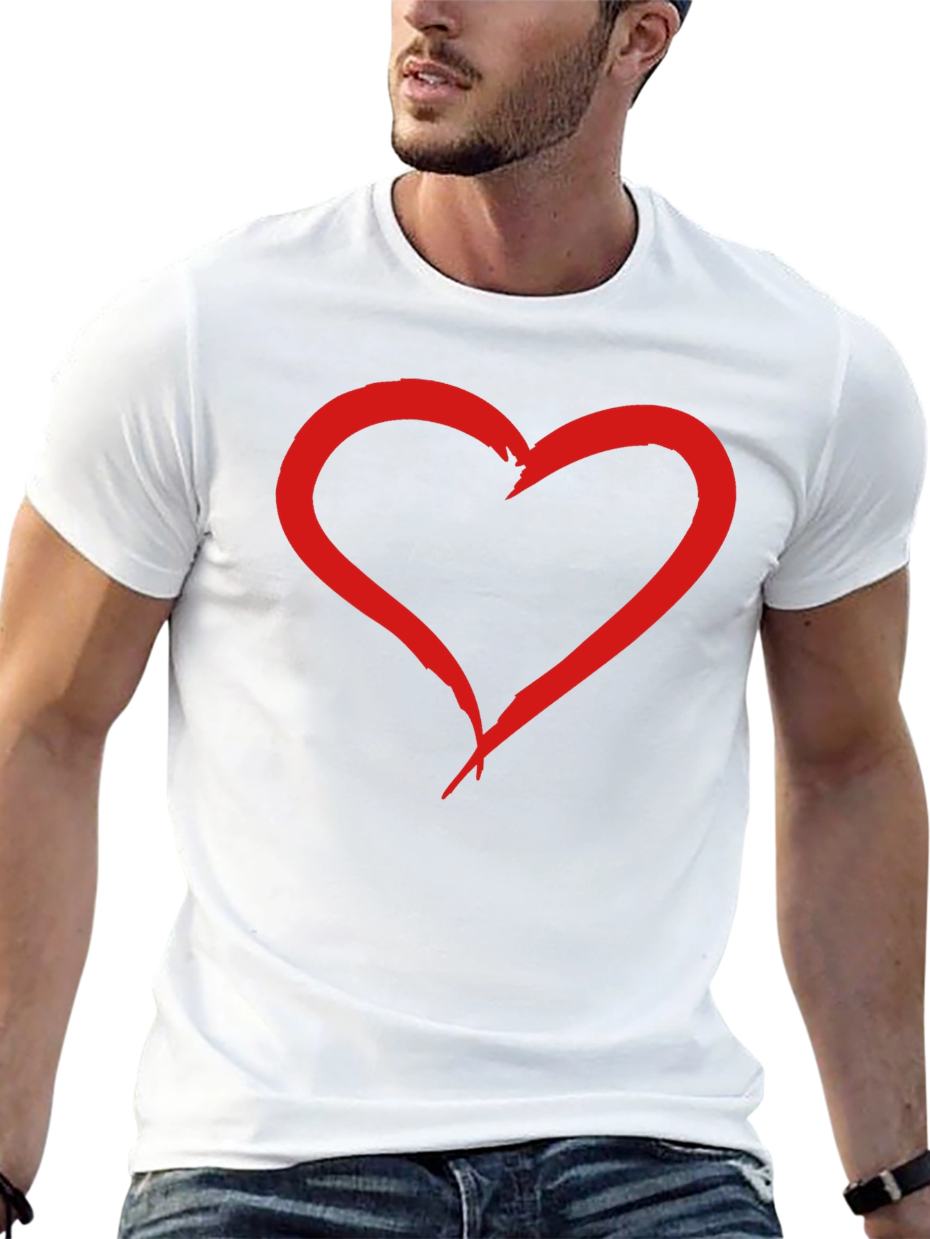 Heart Graphic Tee - Black Cotton T-Shirt