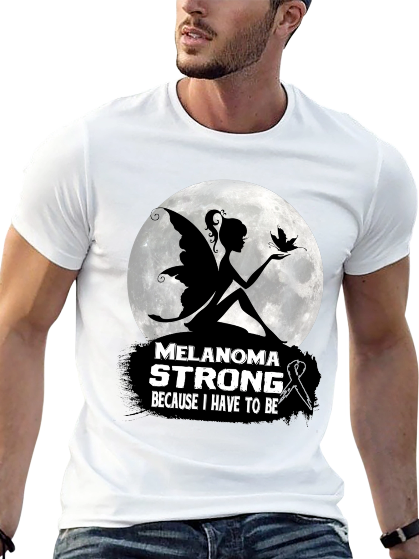Melanoma Strong T-Shirt - Fairy & Butterfly Design