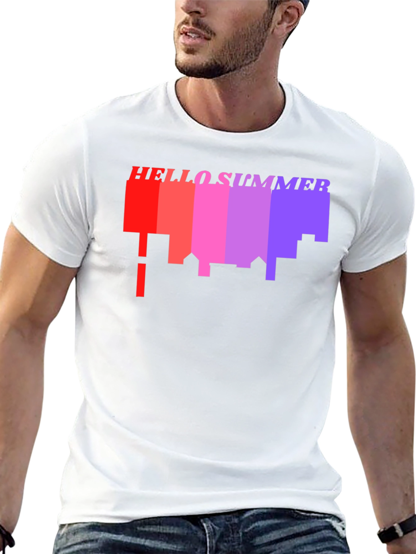 Hello Summer Cityscape Graphic Tee - Black