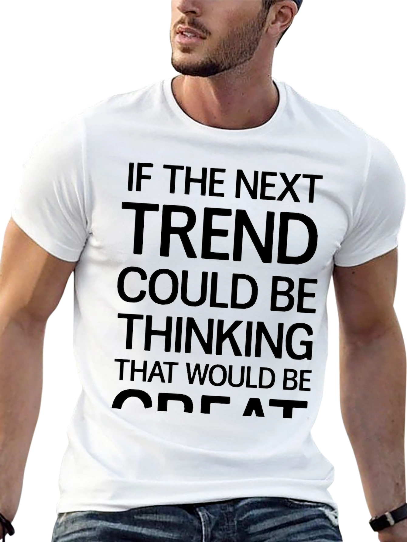 Next Trend Thinking Black Graphic T-Shirt
