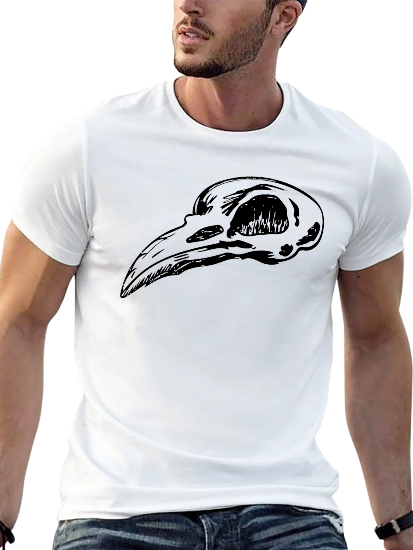Raven Skull T-Shirt - Gothic Black Tee