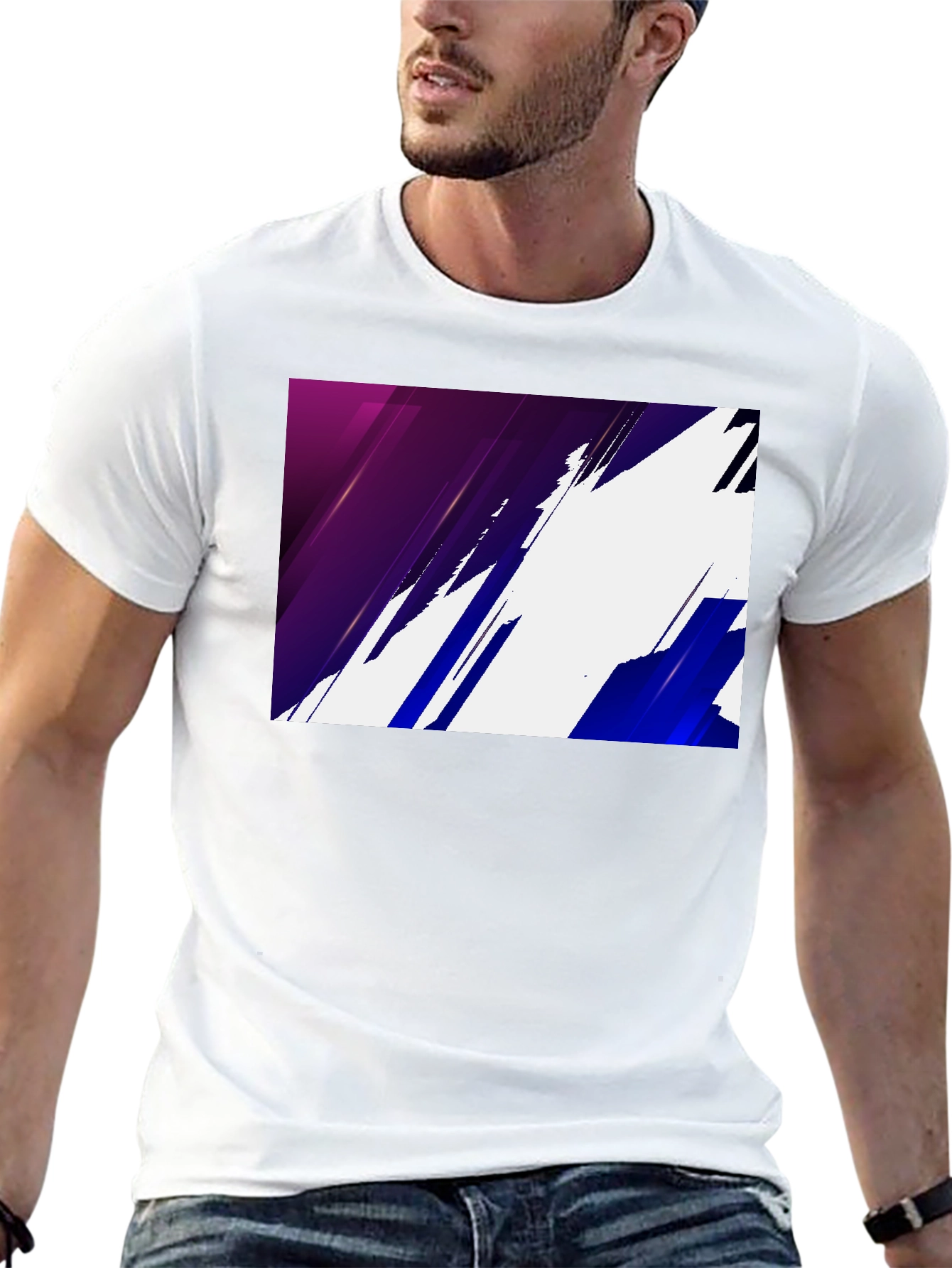 Modern Abstract Graphic Print Black T-Shirt