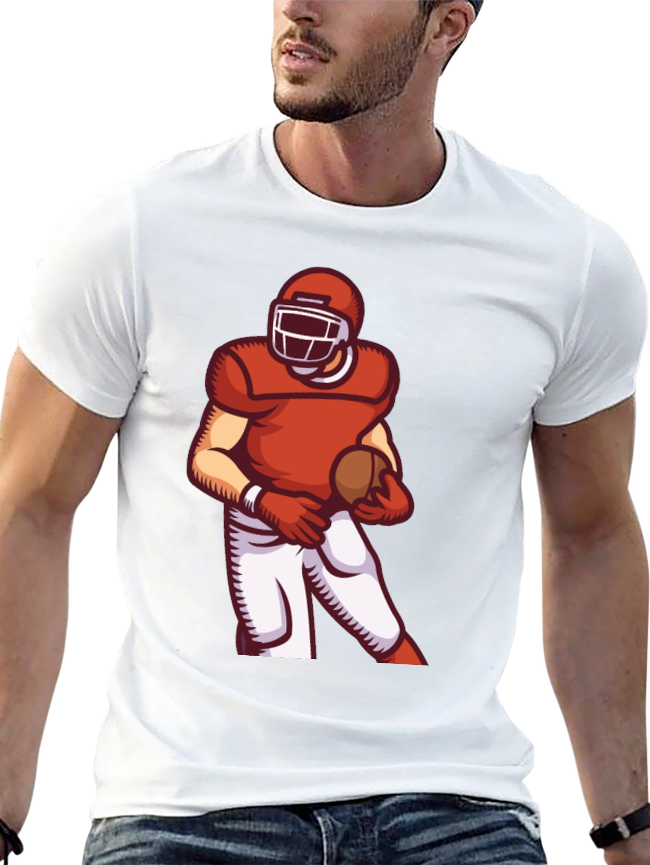 Football Player Graphic Tee - Sporty Black T-Shirt
