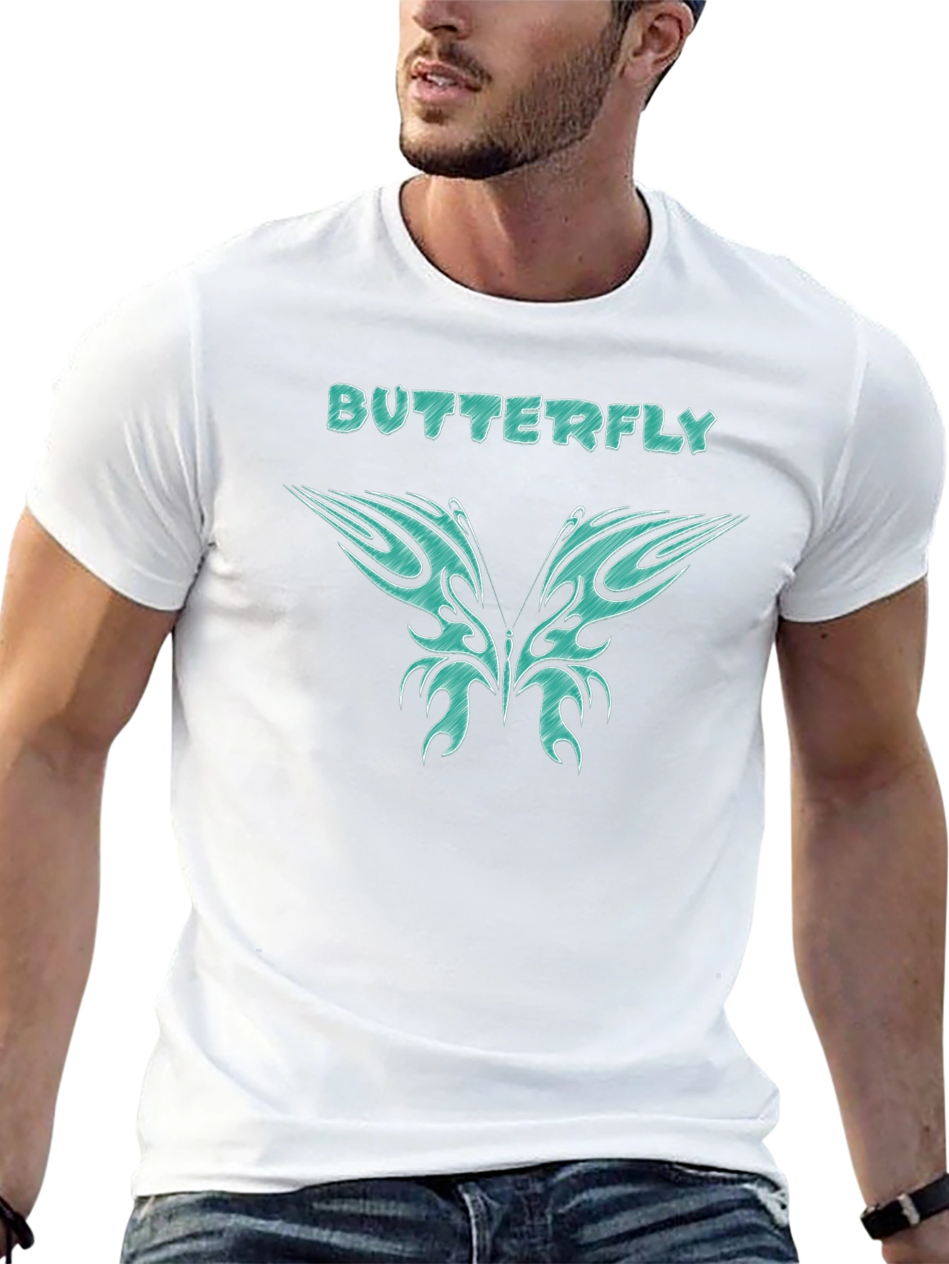 Butterfly Graphic Tee - Black Cotton T-Shirt