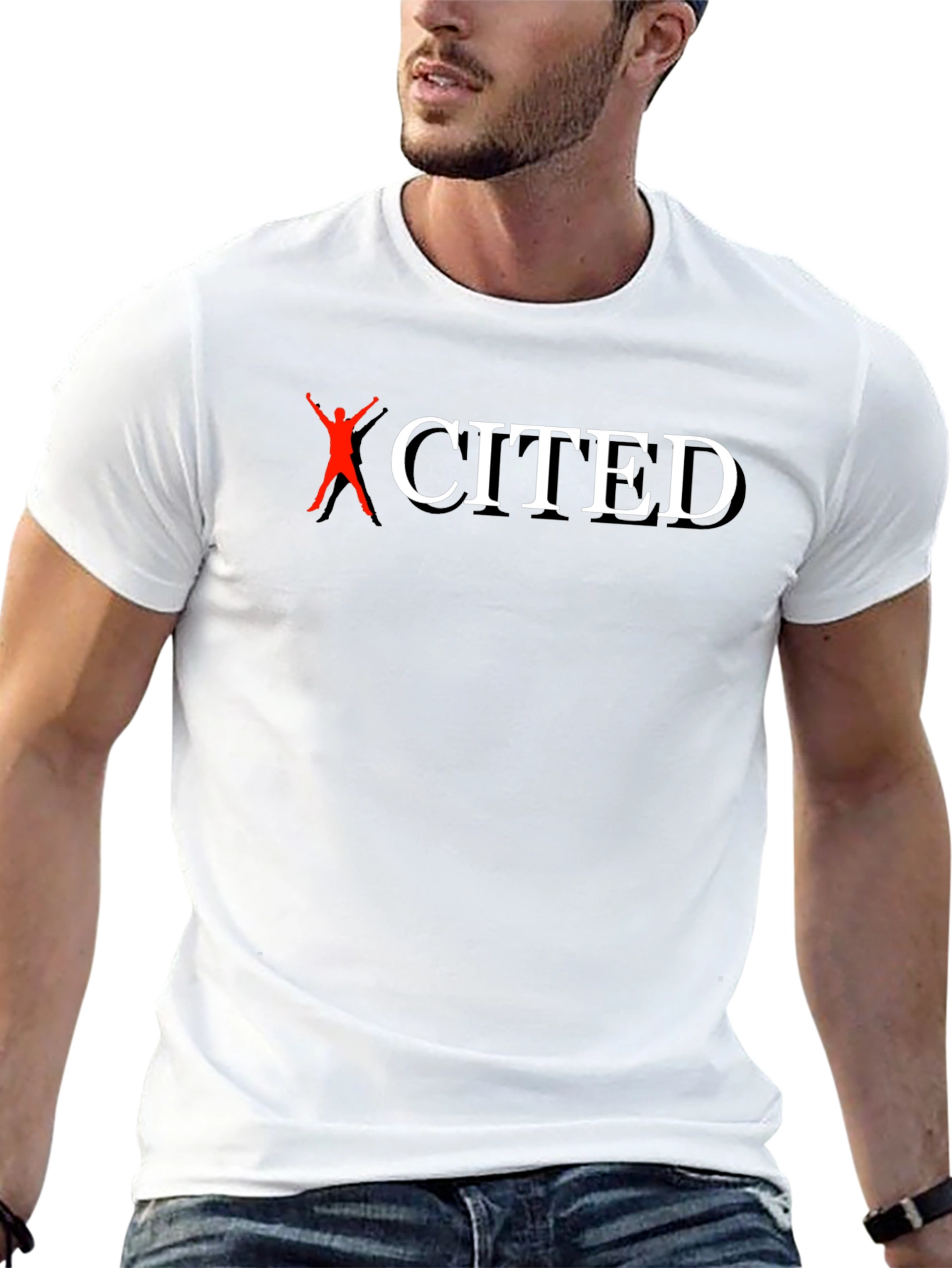 Excited T-Shirt - Black Cotton Graphic Tee