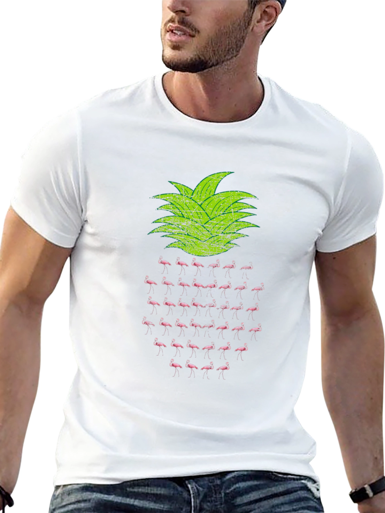 Flamingo Pineapple Graphic T-Shirt - Tropical Design