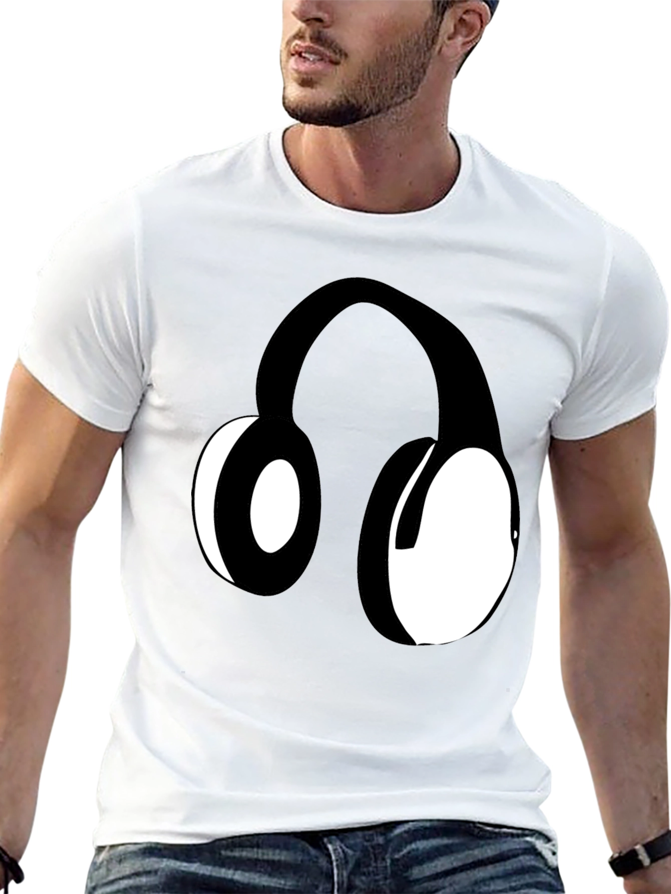 Headphones Graphic Black T-Shirt