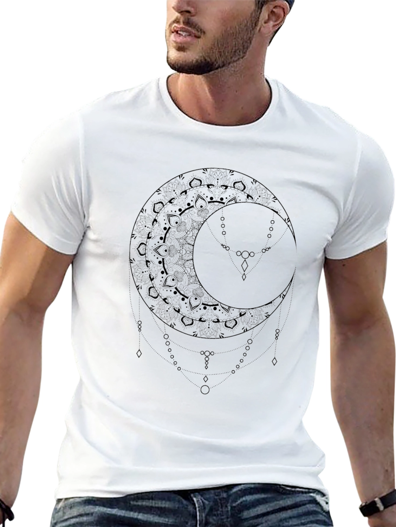 Mystic Moon Graphic T-Shirt - Black Cotton Tee