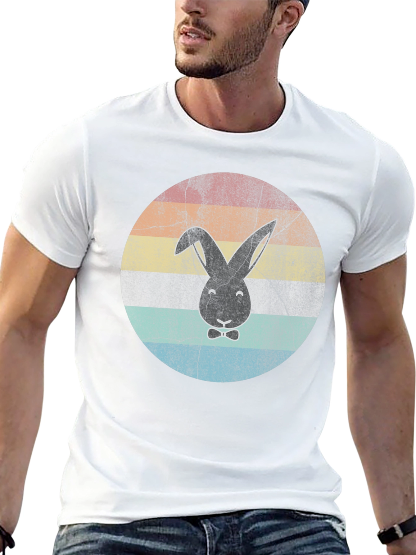 Retro Bunny Graphic T-Shirt - Black