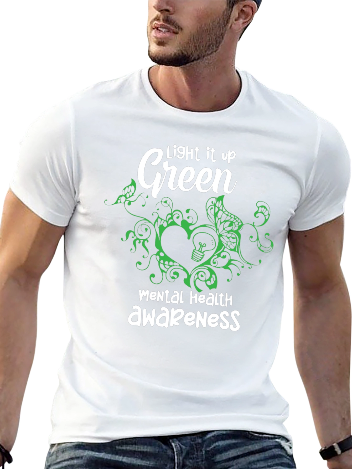 Light It Up Green Mental Health Awareness T-Shirt