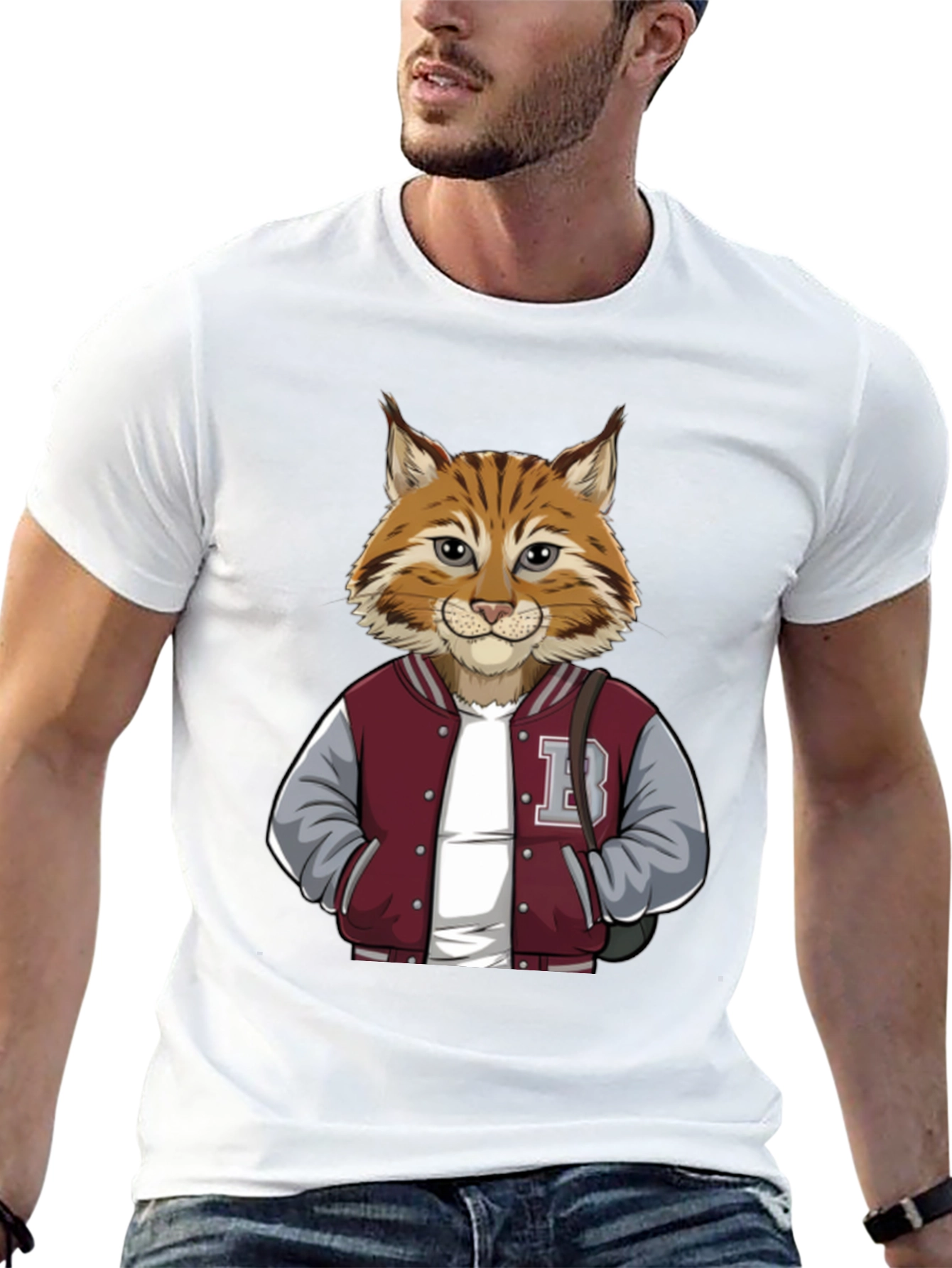 Bobcat in Varsity Jacket T-Shirt