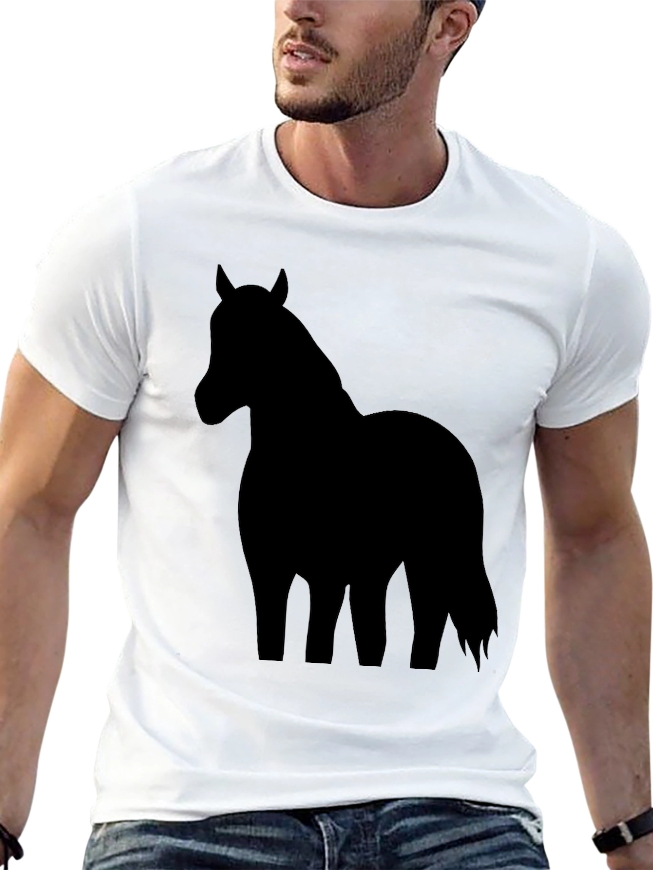 Black Horse Silhouette Graphic T-Shirt