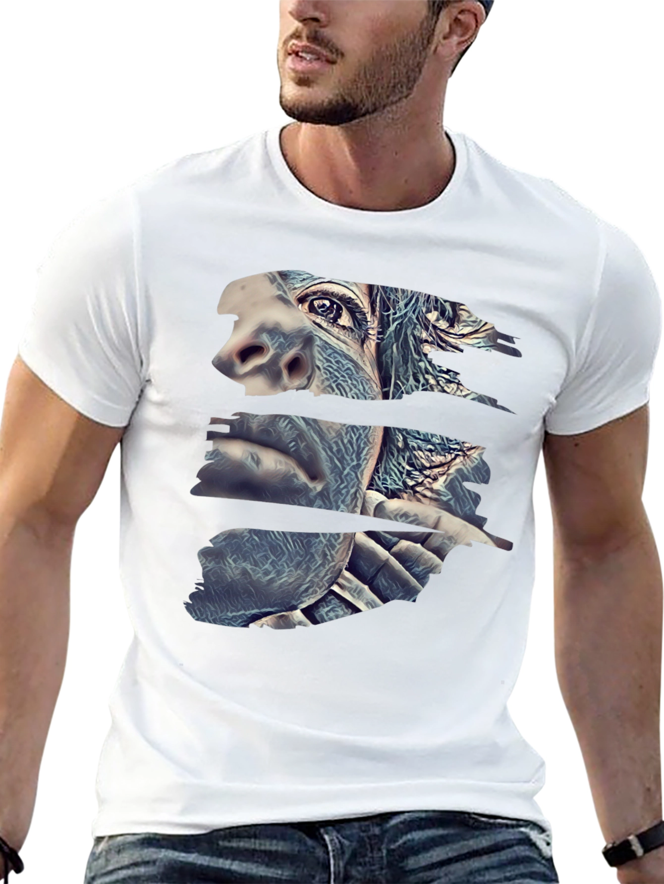 Abstract Gorilla Face Black T-Shirt