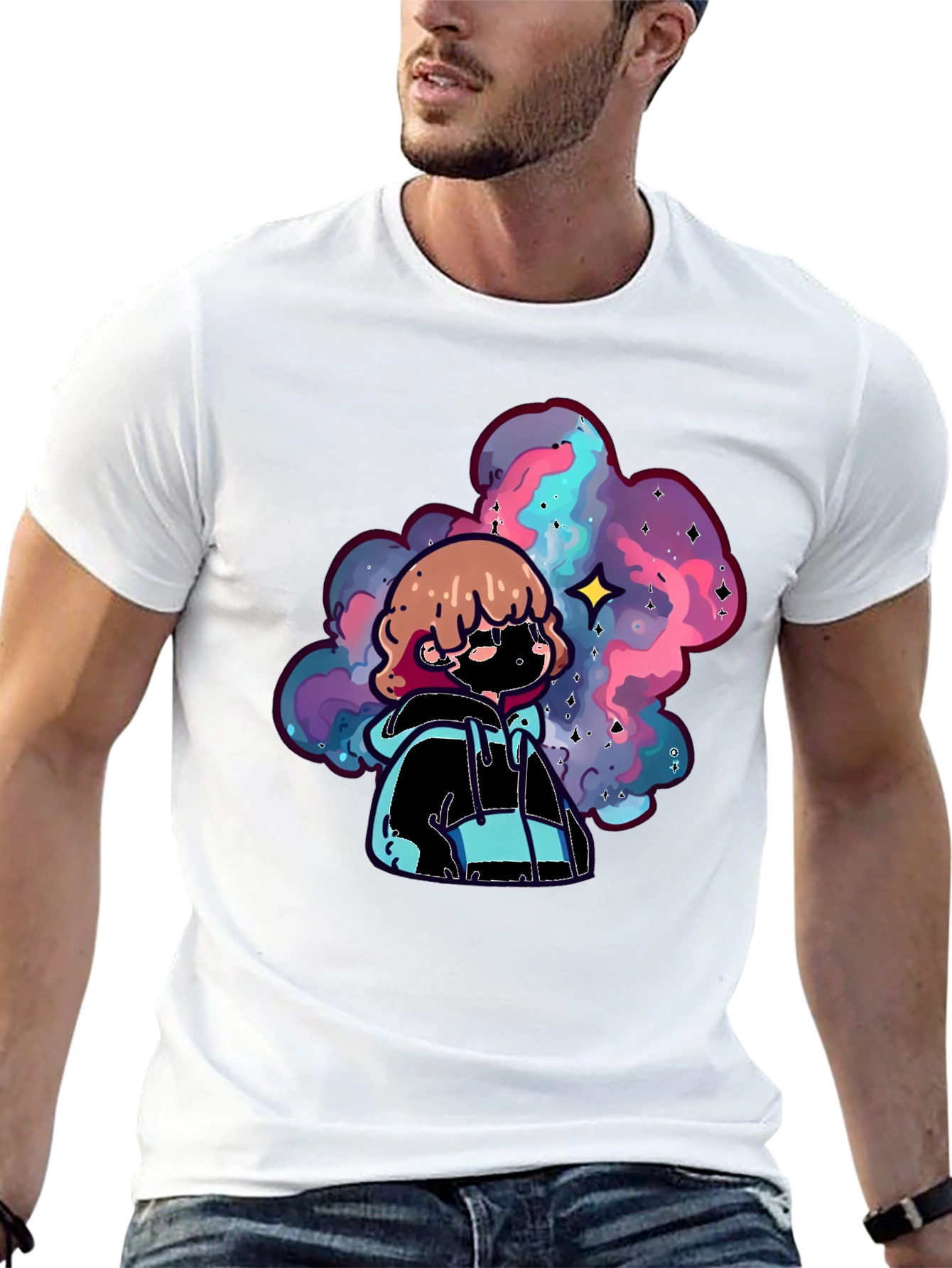 Galaxy Dreamer Graphic Tee - Black