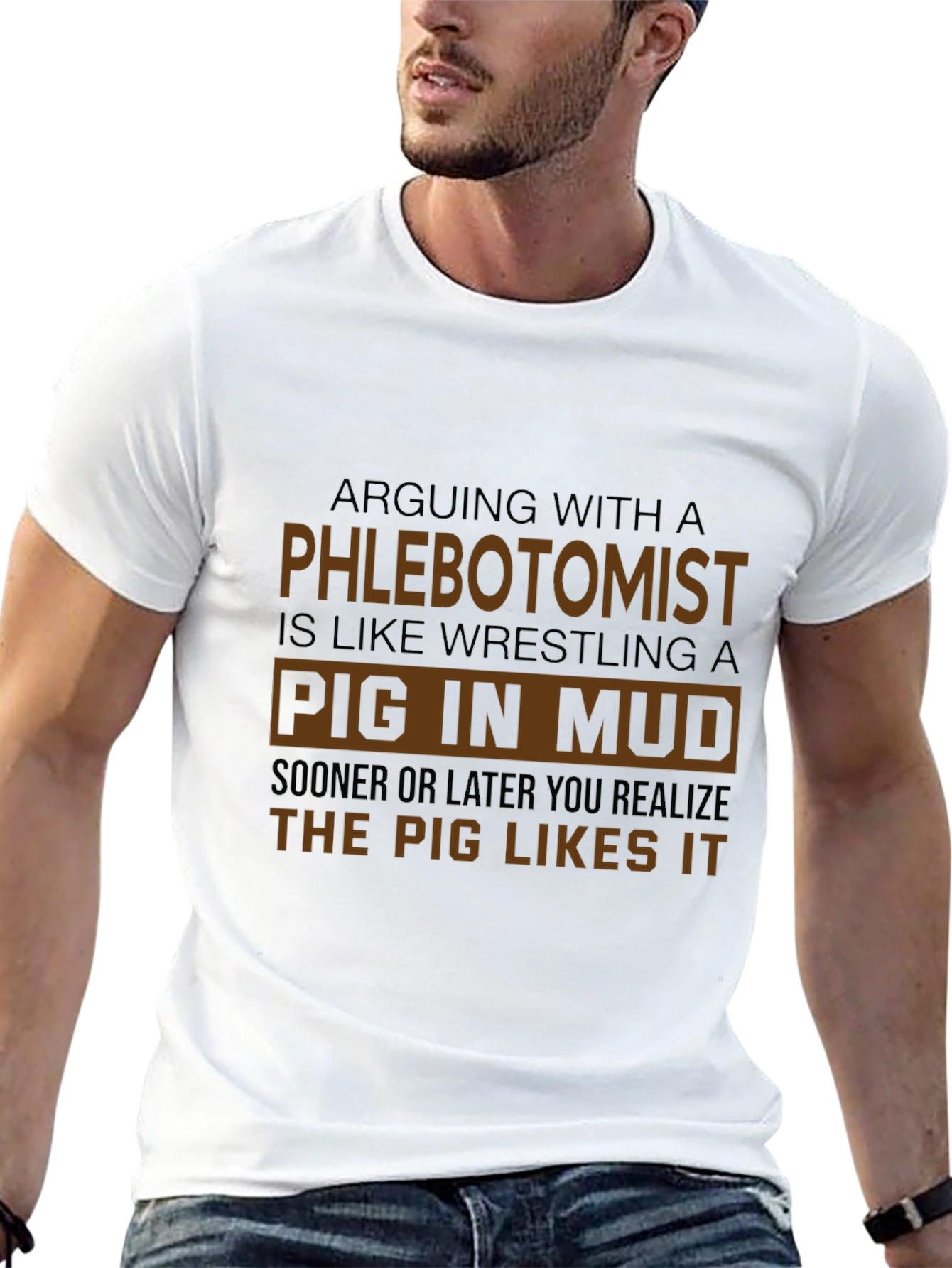 Phlebotomist Pig in Mud T-Shirt Funny Profession Tee