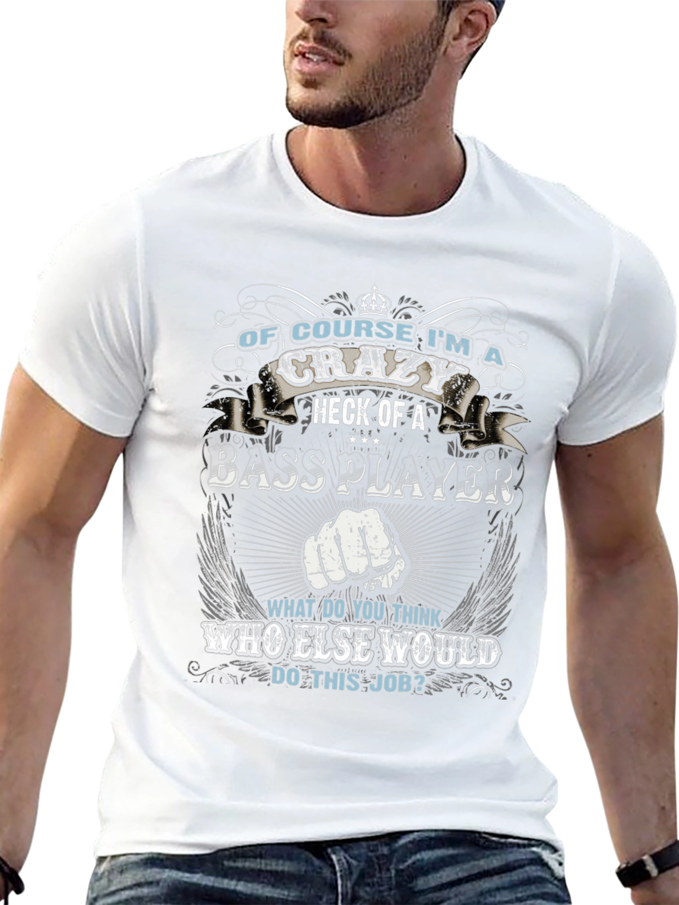 Crazy Bass Player Graphic T-Shirt