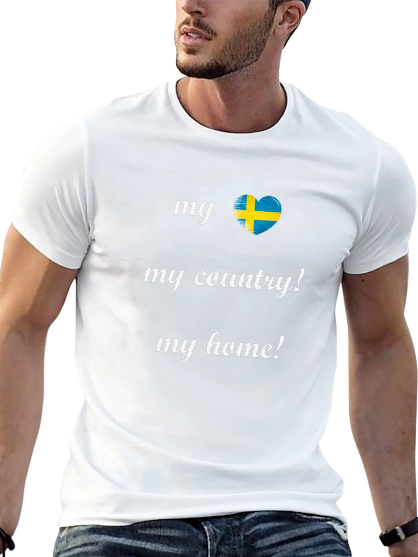 Sweden Flag Heart T-Shirt - My Country My Home