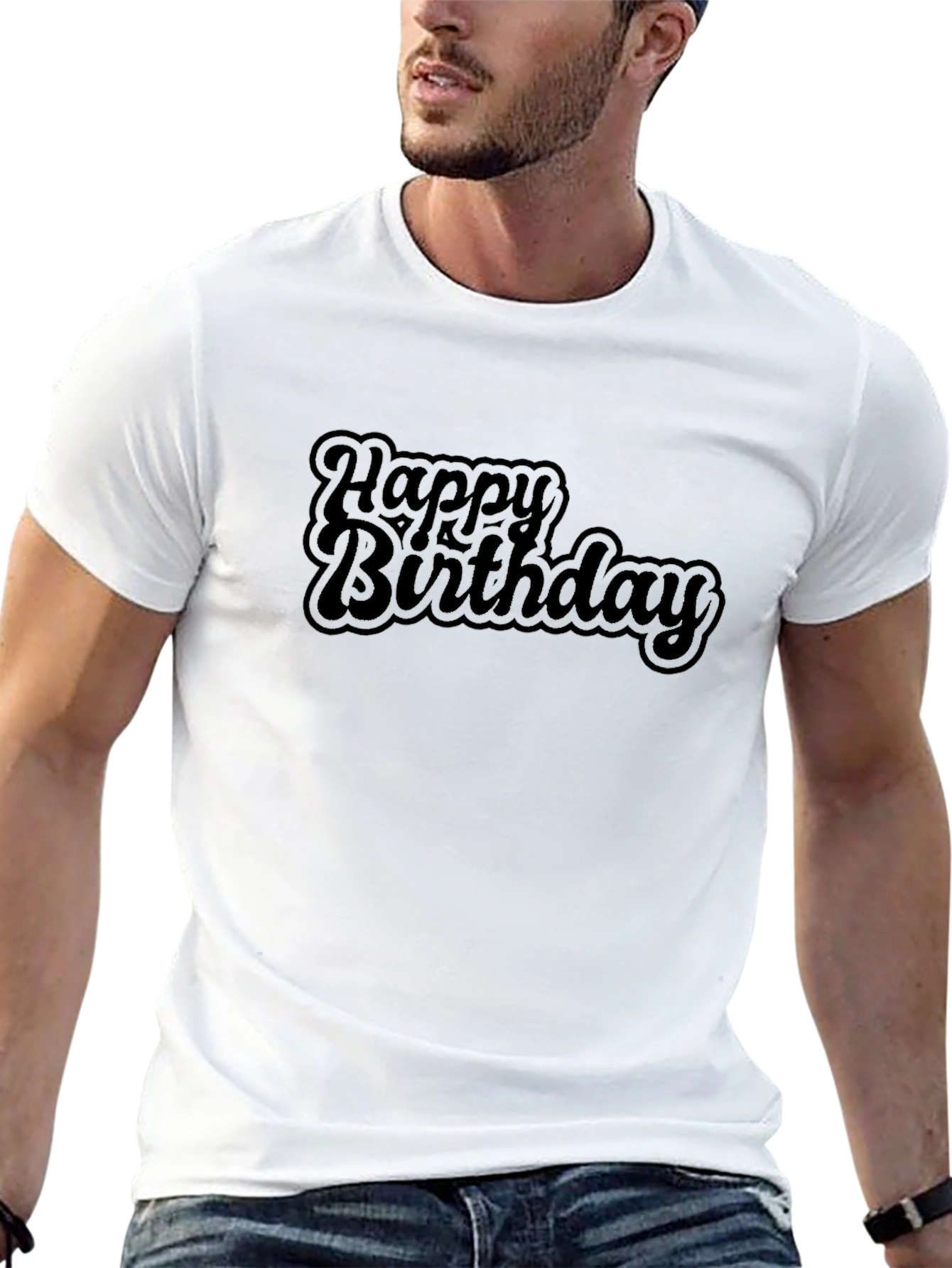 Happy Birthday Black Graphic Tee Shirt