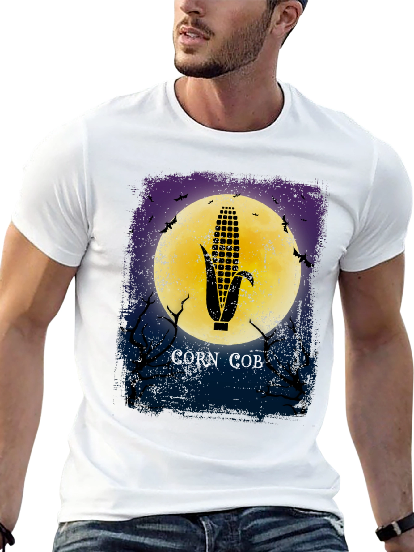 Corn Cob Silhouette Halloween Graphic T-Shirt