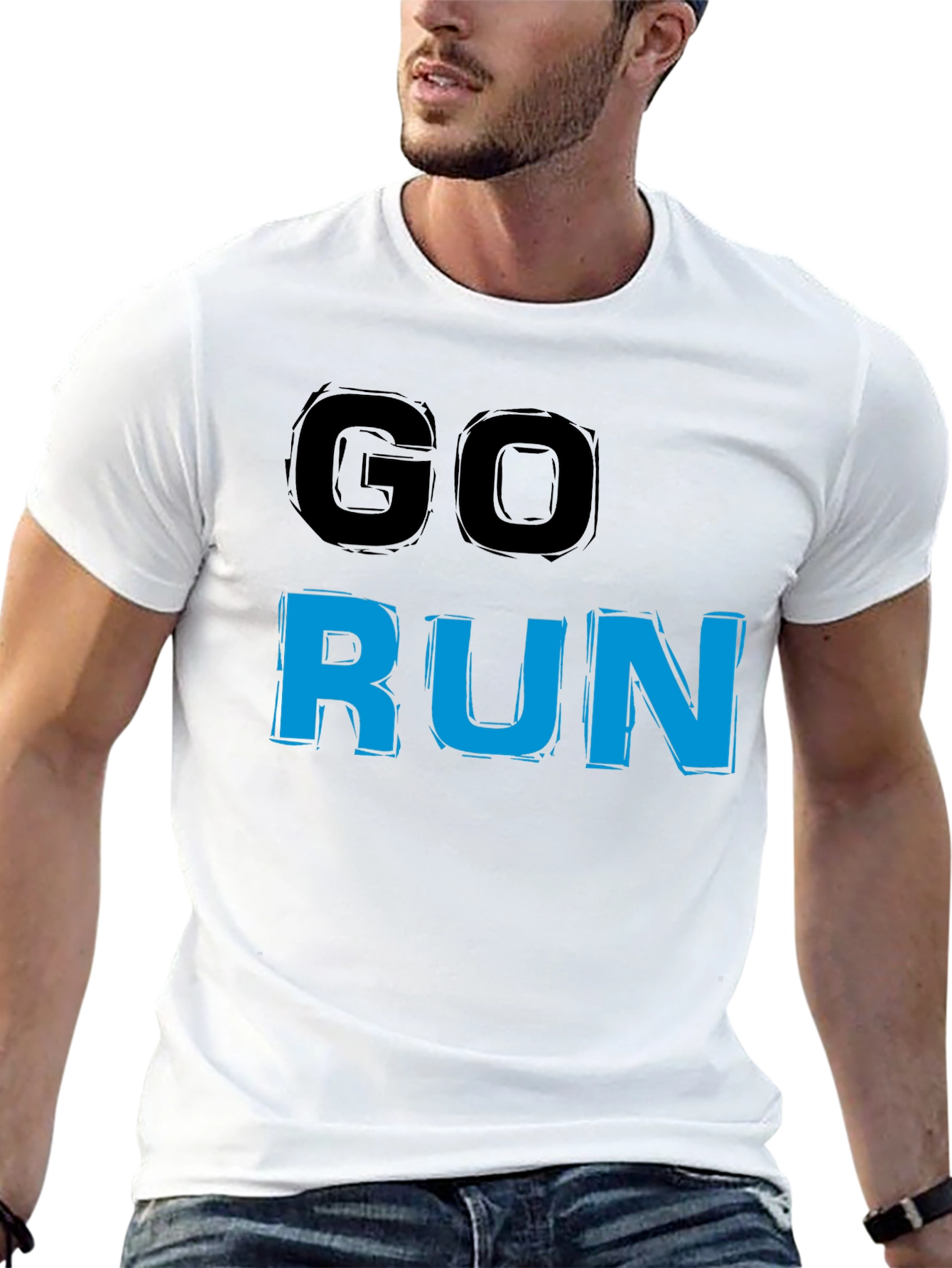 Go Run Graphic T-Shirt - Black Casual Tee