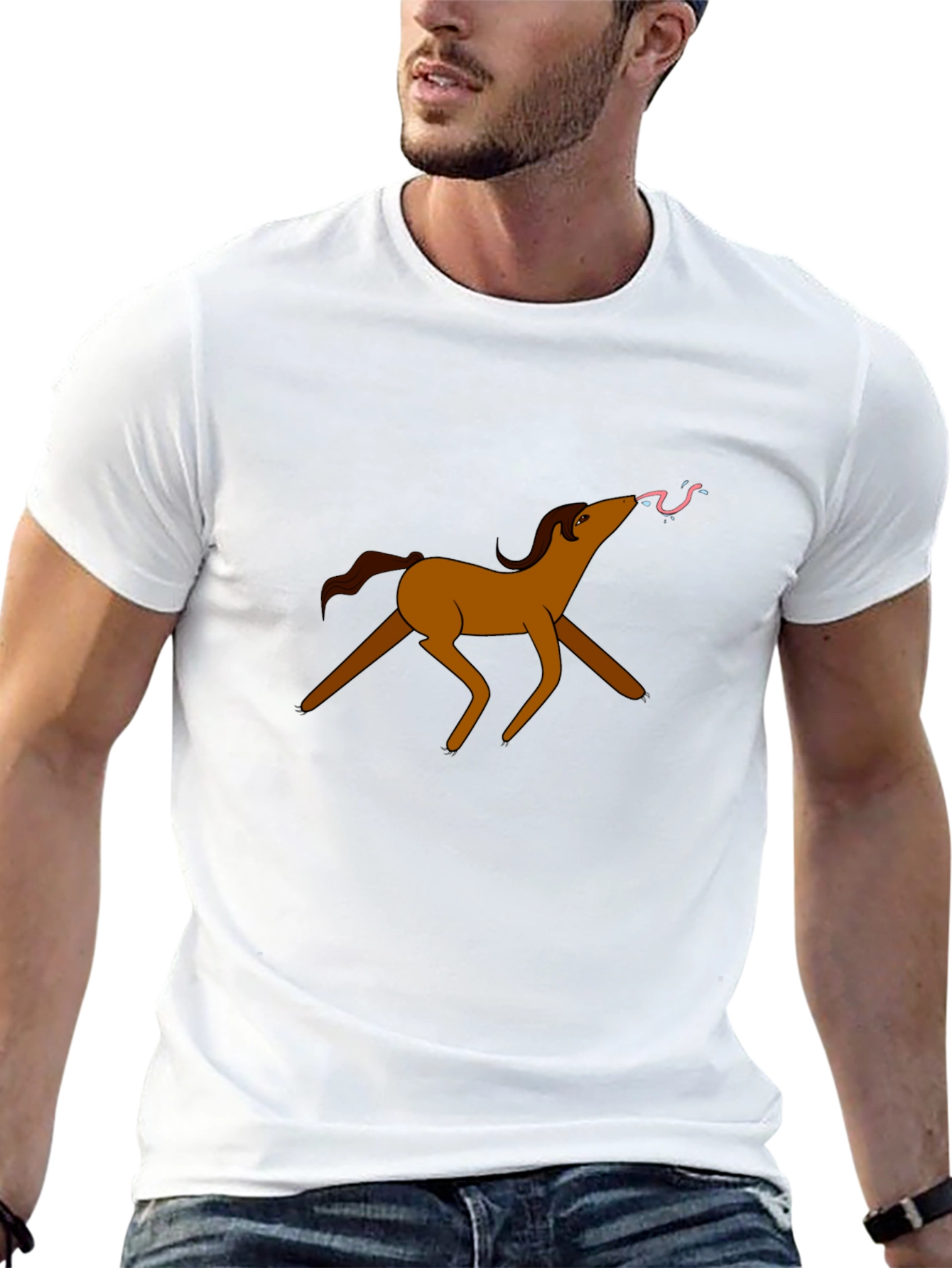 Cartoon Horse Black T-Shirt