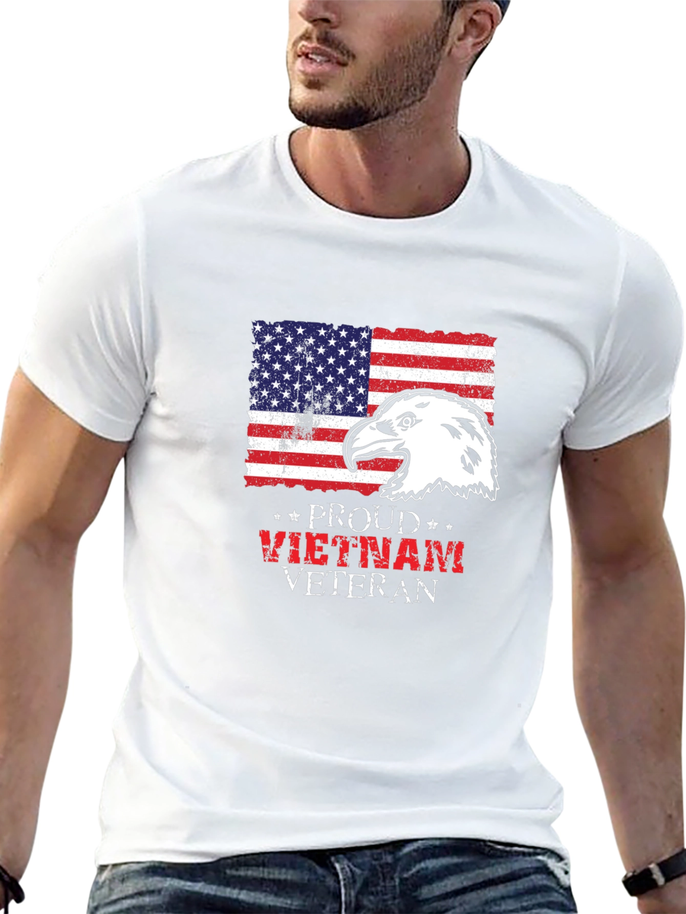Proud Vietnam Veteran Eagle Flag Graphic T-Shirt