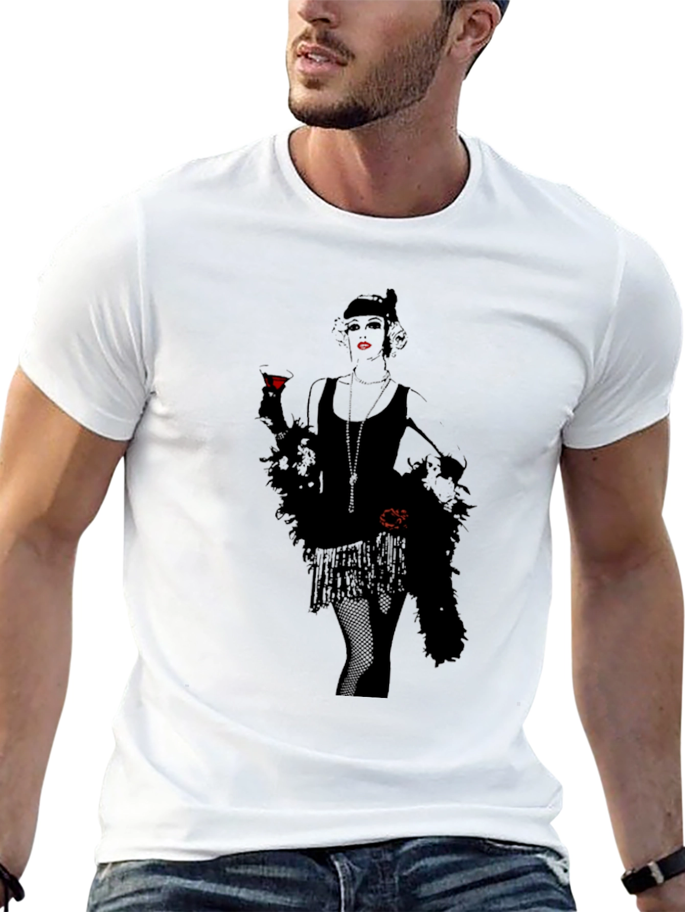 Retro Flapper Graphic Tee - Black