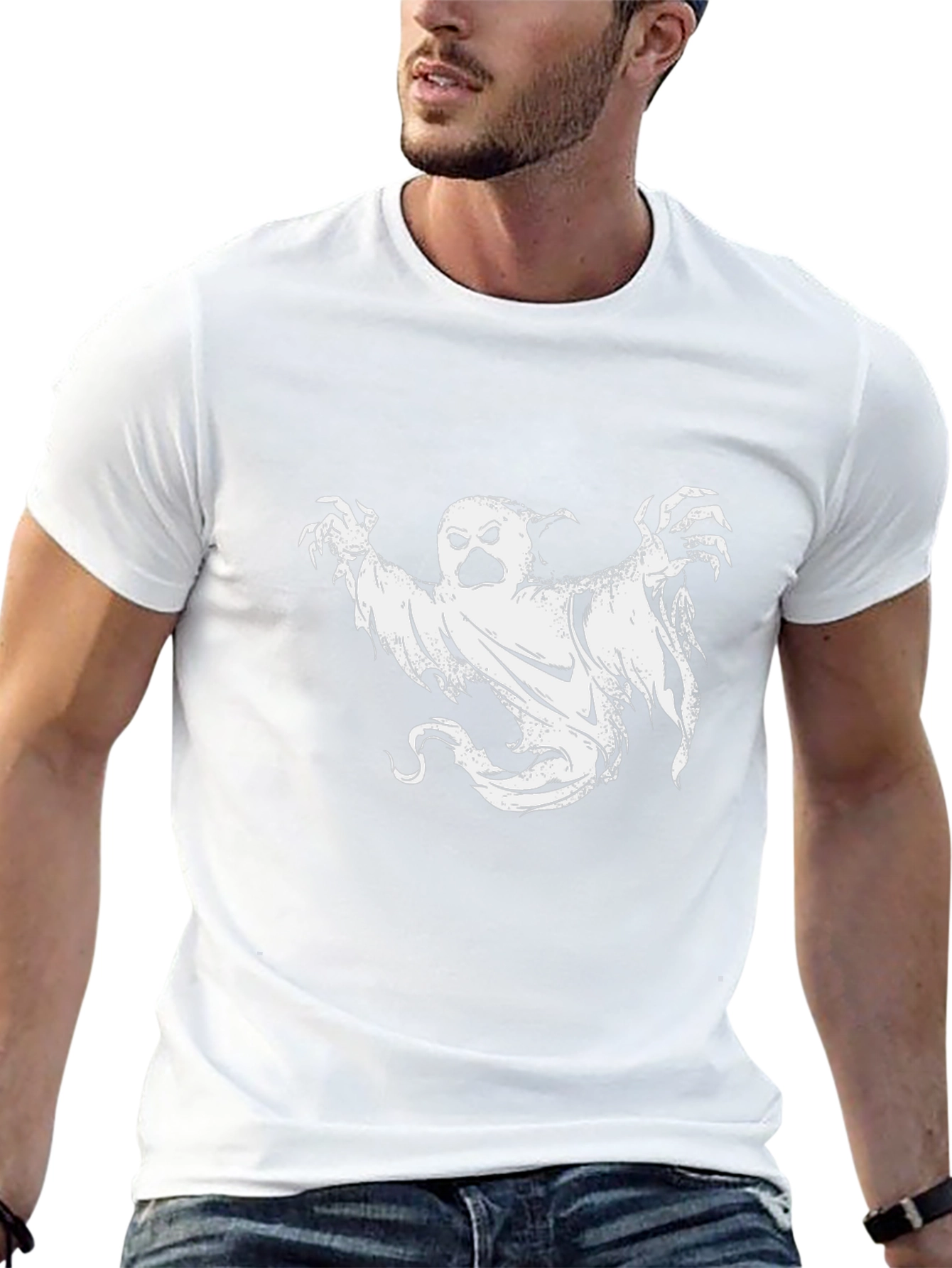 Spooky Ghost Graphic Tee - Black