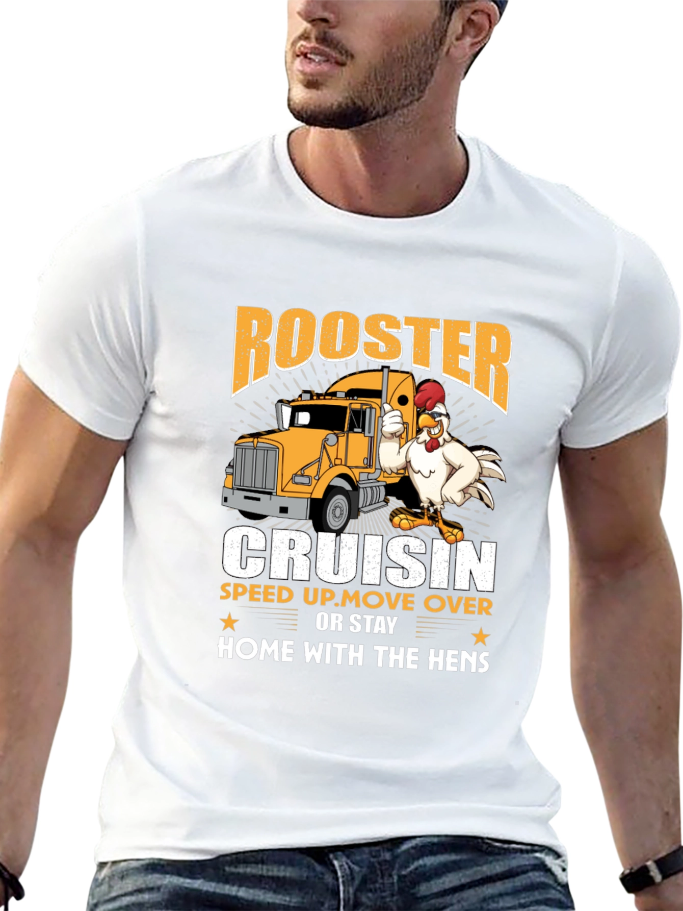 Rooster Cruisin Trucker T-Shirt - Funny Road Trip Tee