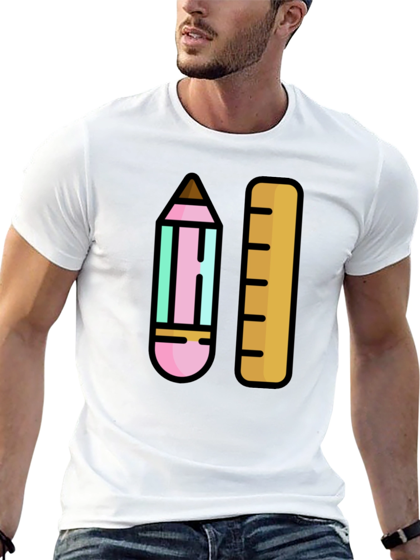 Pencil and Ruler Graphic Tee - Architect Designer T-Shirt