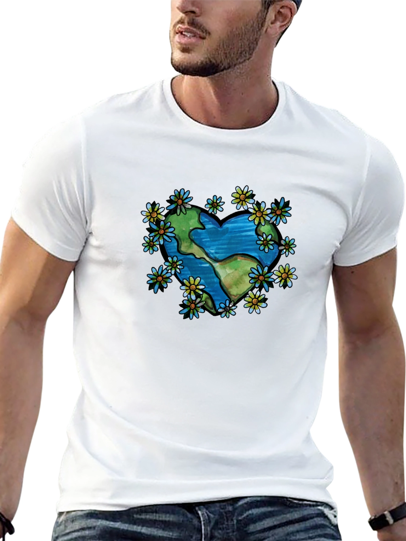 Earth Heart Flower T-Shirt - Black