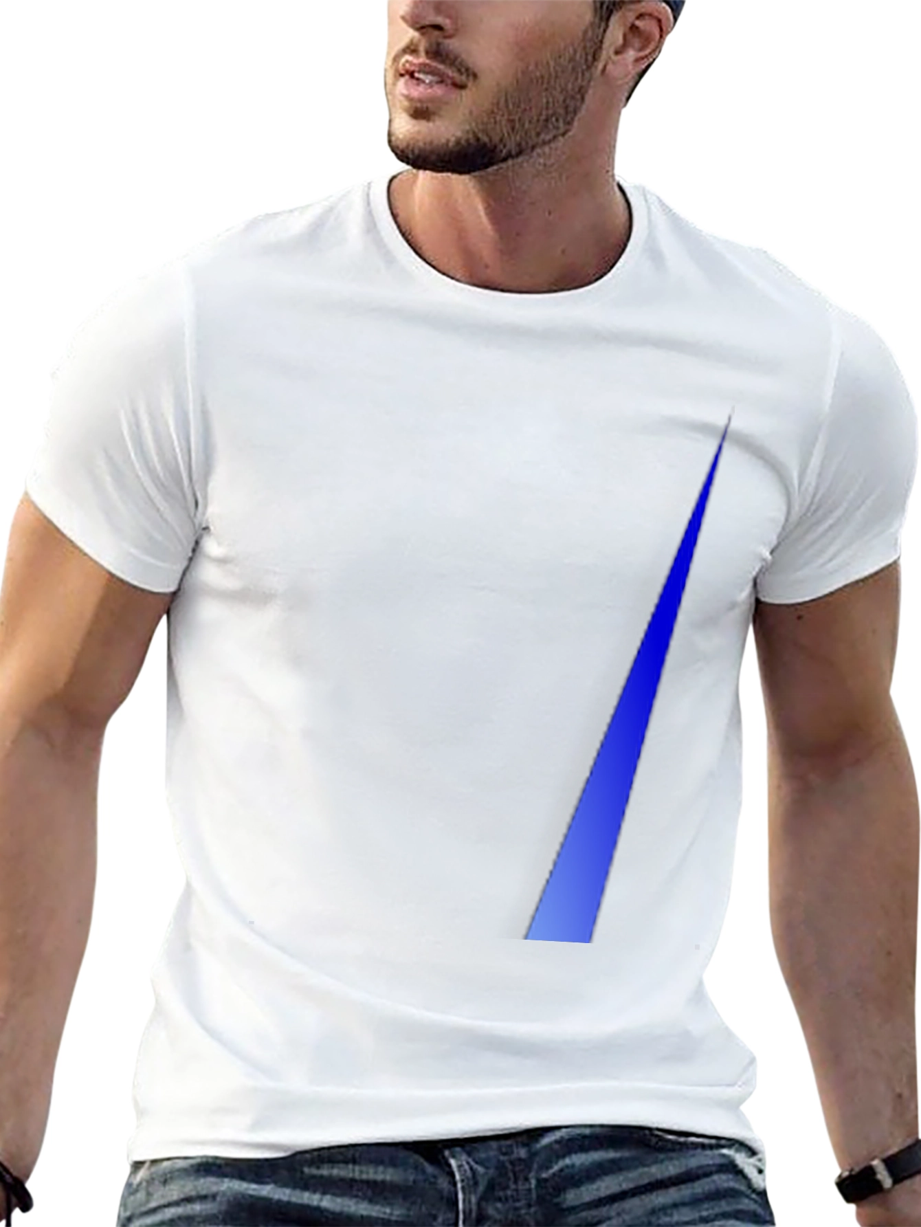 Mens Black T-Shirt with Blue Triangle Design
