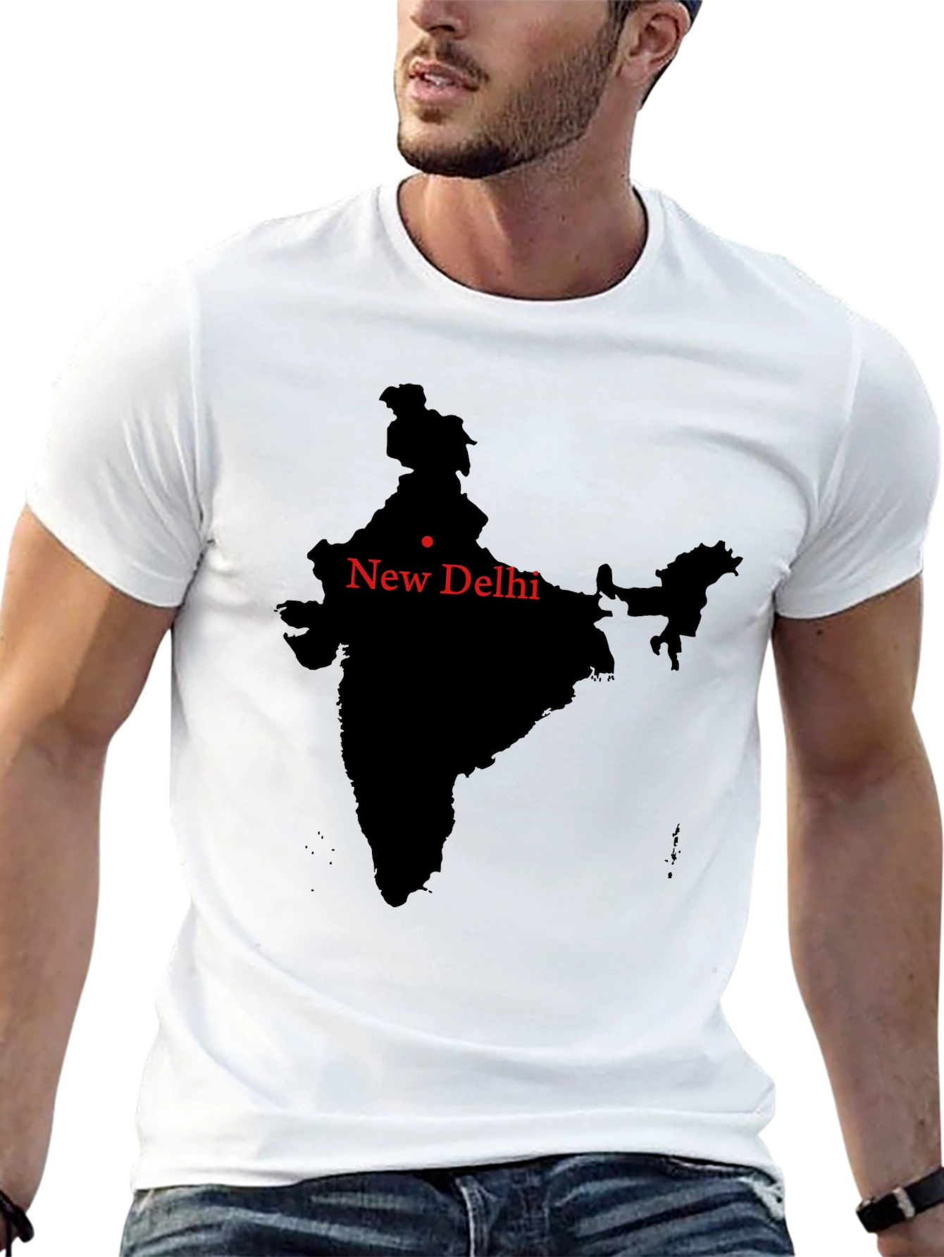 India Map New Delhi Mens Black T-Shirt