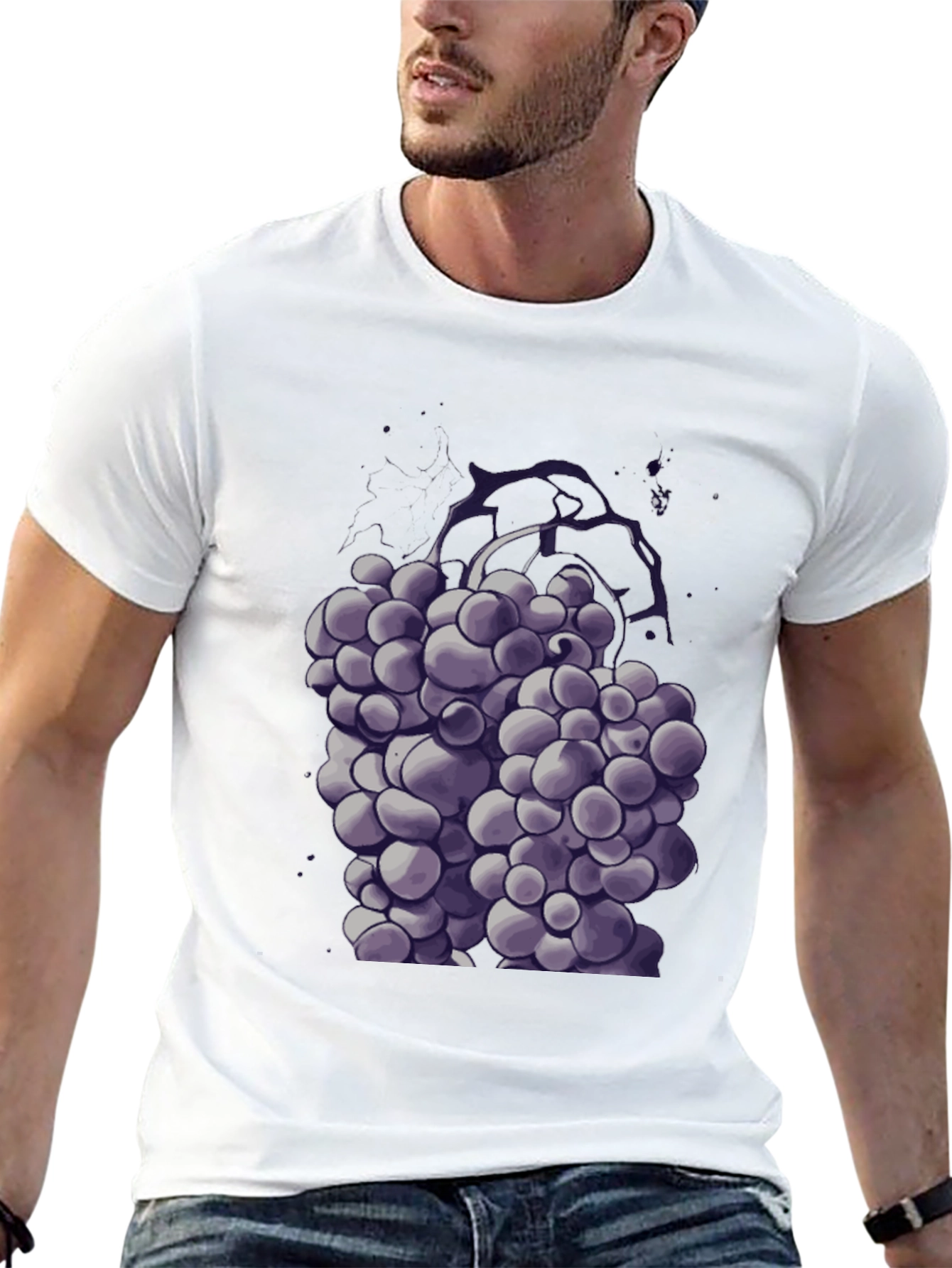 Purple Grape Graphic Black T-Shirt