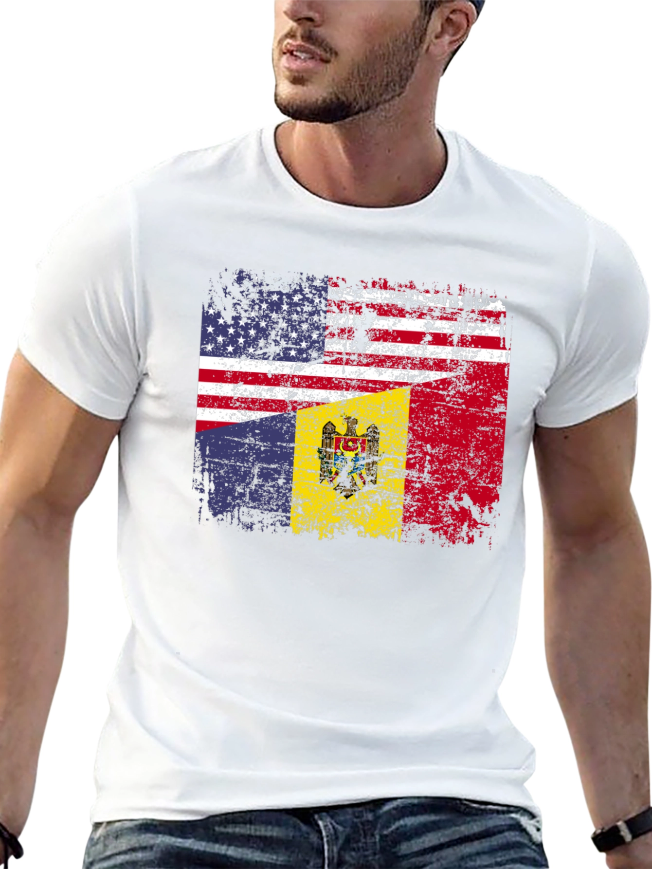 US Moldova Flag T-Shirt - Distressed Pride Tee