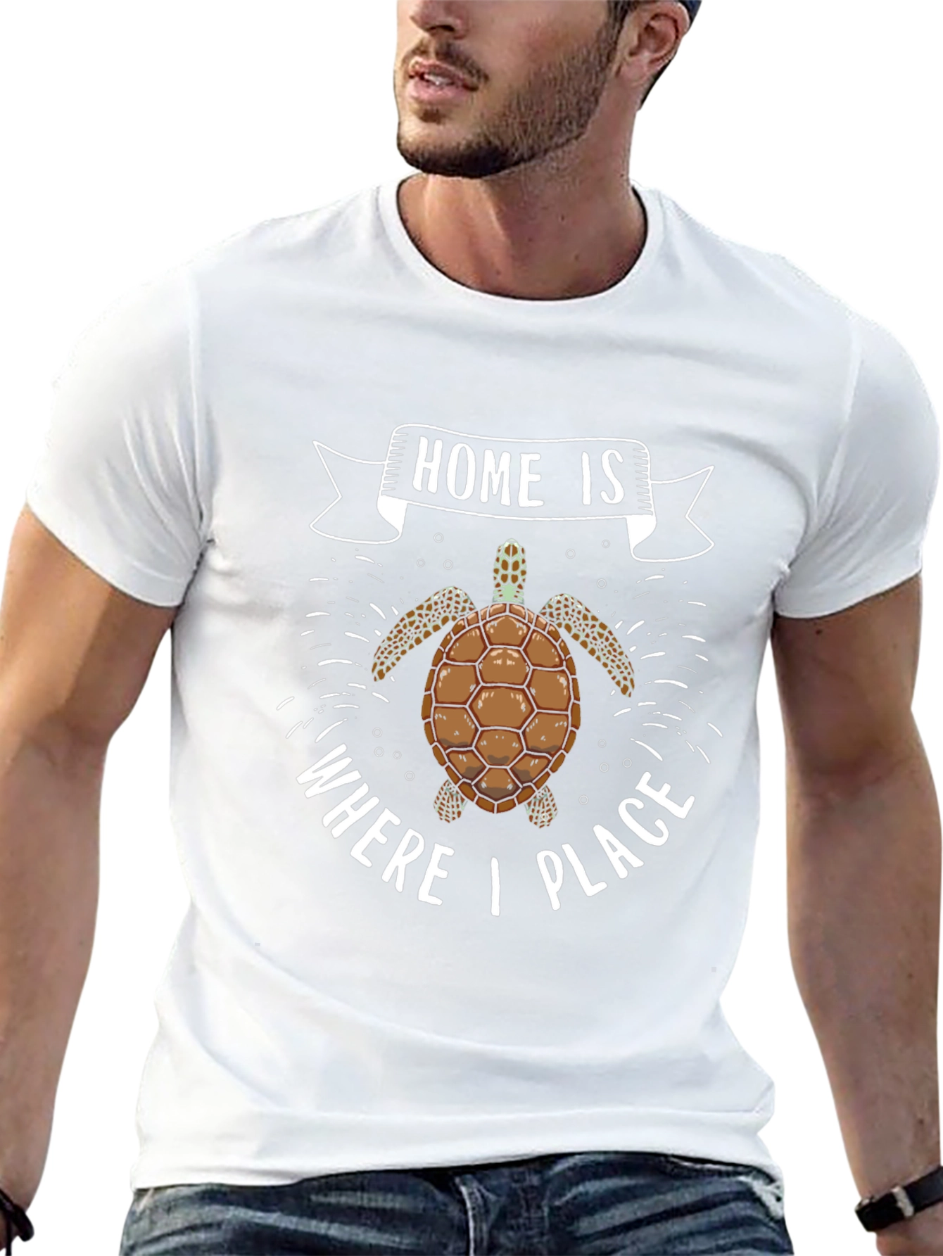 Turtle Home is Where I Place Black T-Shirt
