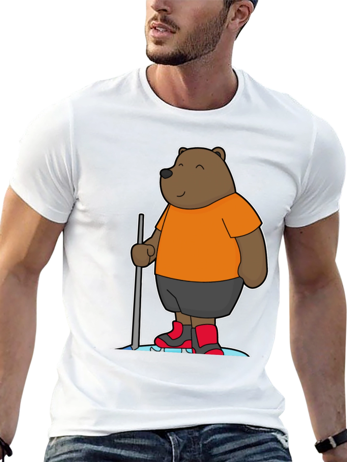 Funny Bear Cartoon Black T-Shirt