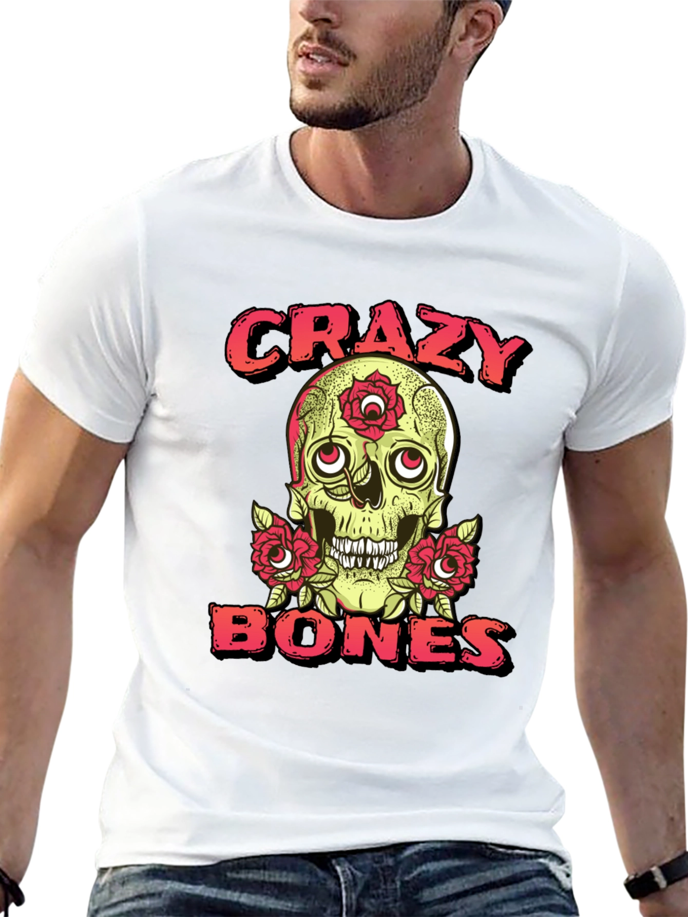 Crazy Bones Skull Graphic T-Shirt