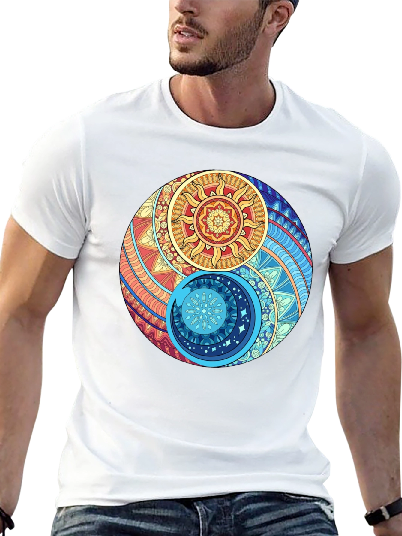 Yin Yang Sun and Moon Graphic T-Shirt