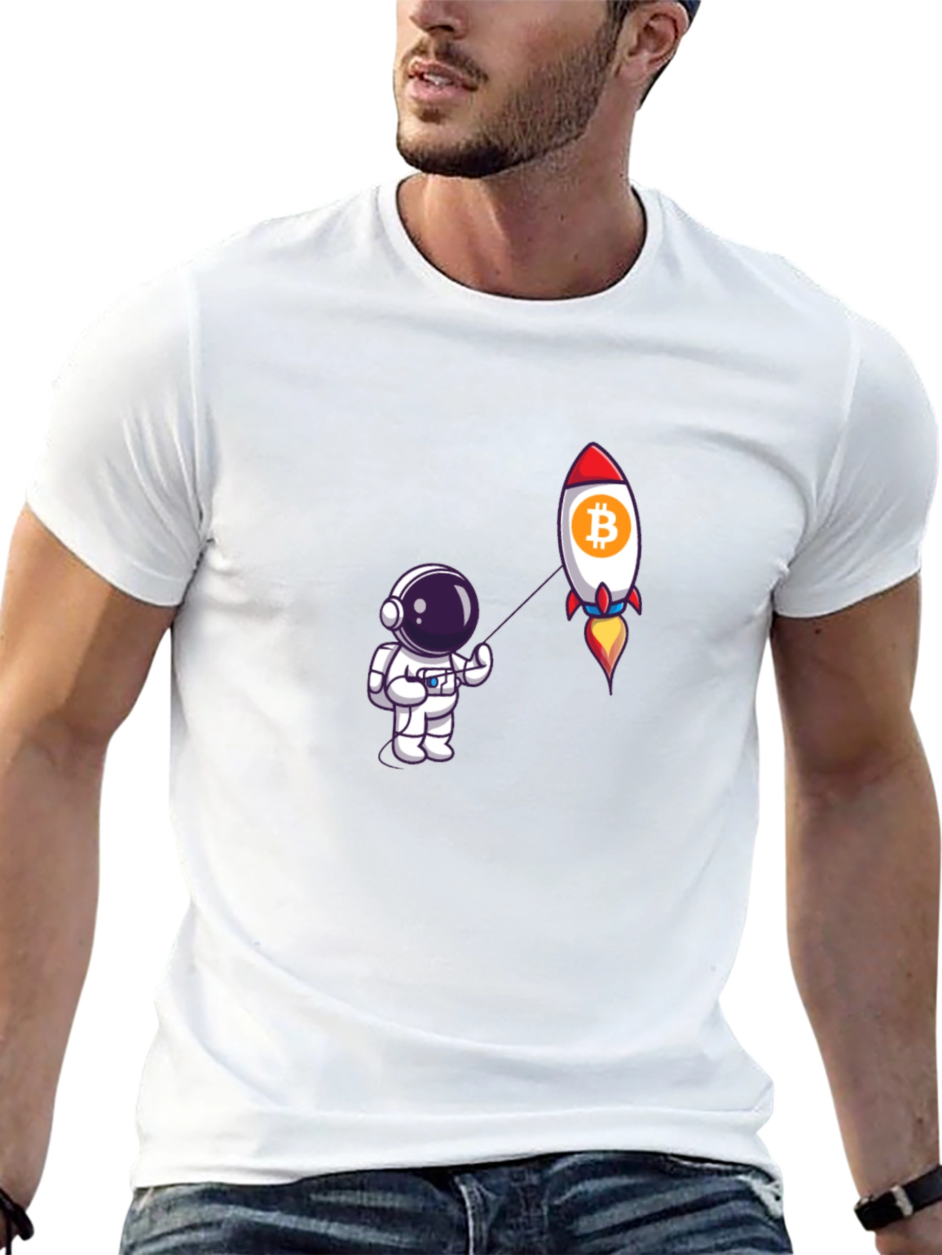 Bitcoin Rocket Astronaut Graphic Tee - Black