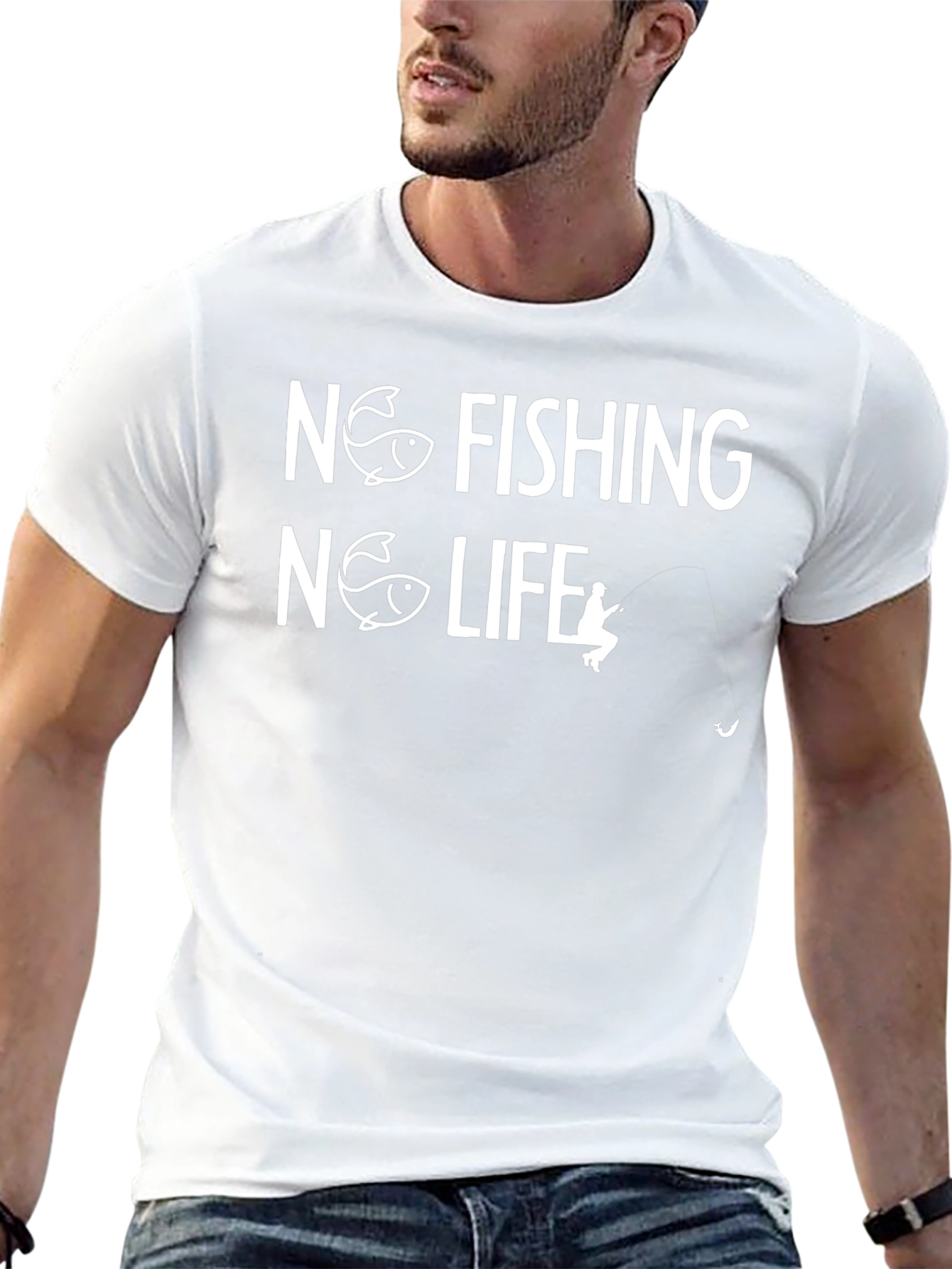 No Fishing No Life Black T-Shirt