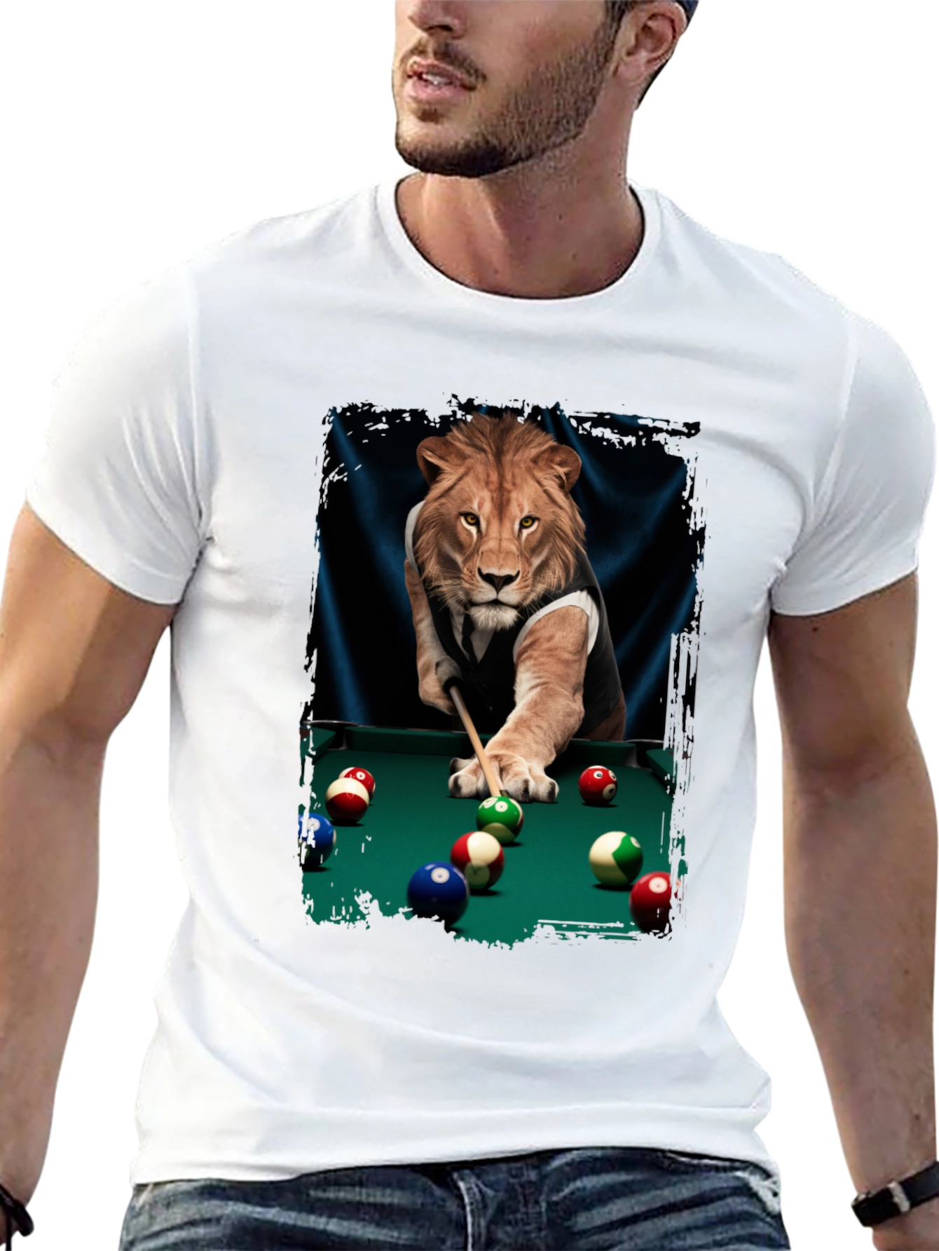 Lion Playing Pool Graphic Tee