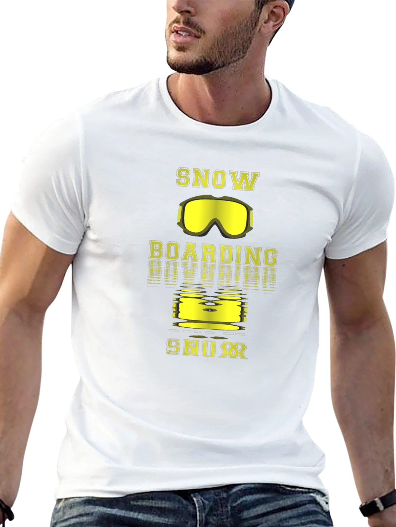 Snowboarding Graphic Tee - Black Cotton T-Shirt