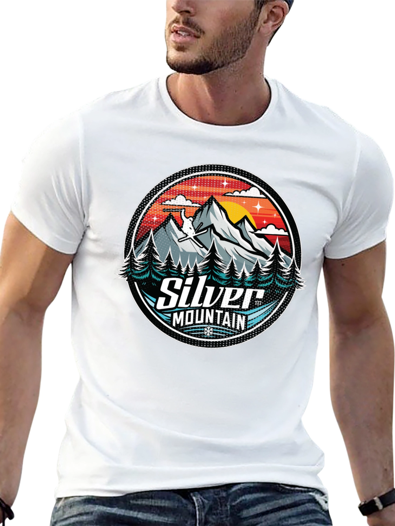Silver Mountain Graphic Tee - Black Cotton Blend