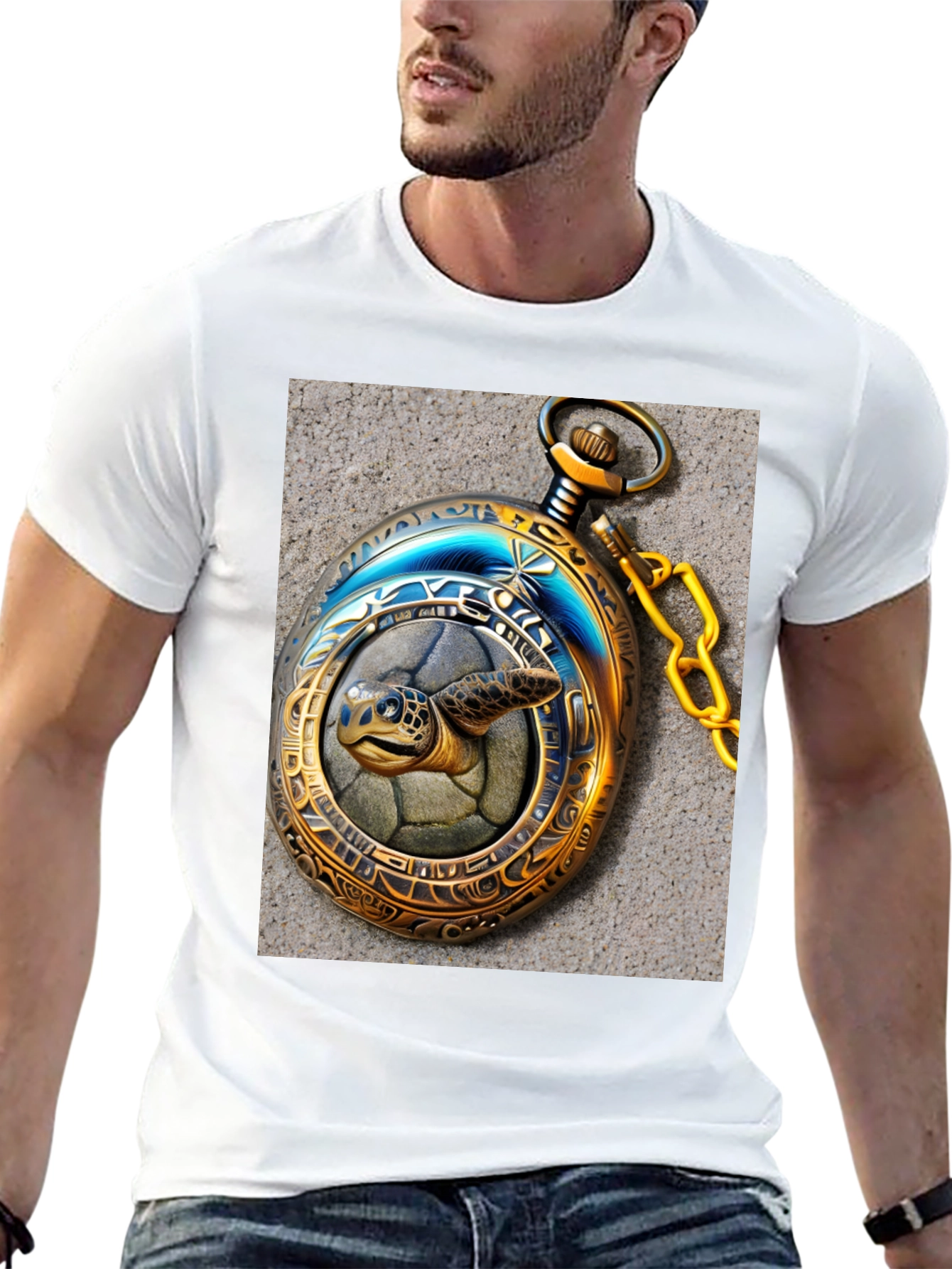 Turtle Time: Unique Pocket Watch Graphic Tee