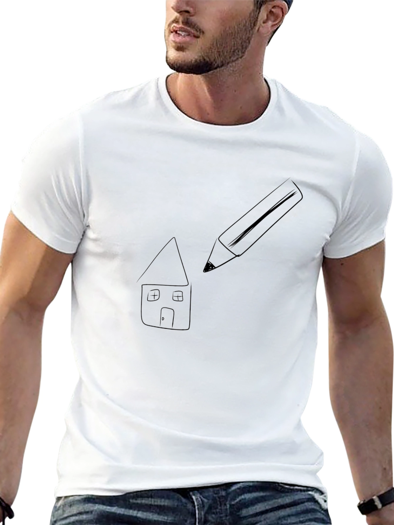 Creative Sketch Tee - Black Cotton Graphic T-Shirt