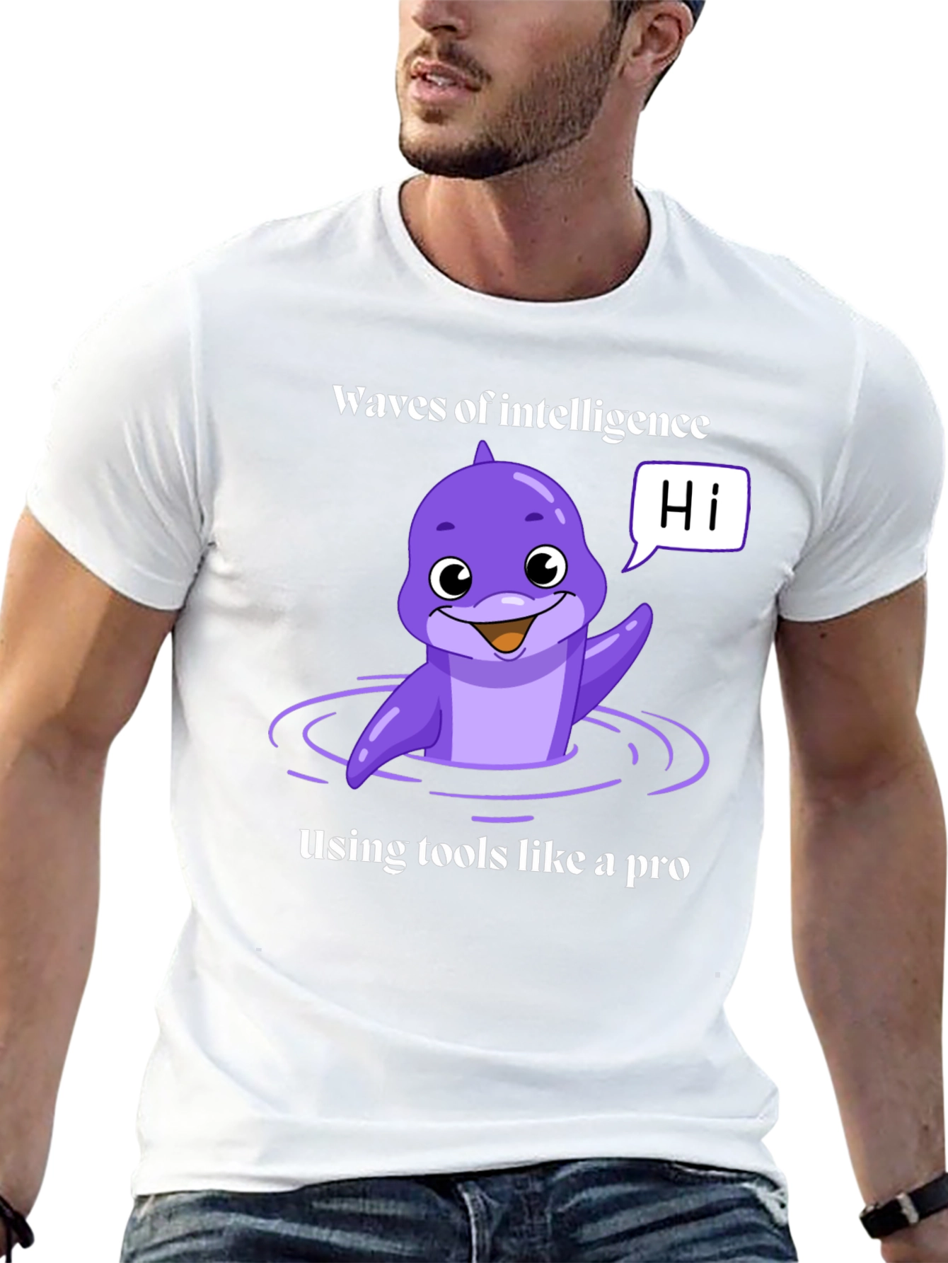 Waves of Intelligence Dolphin Tee