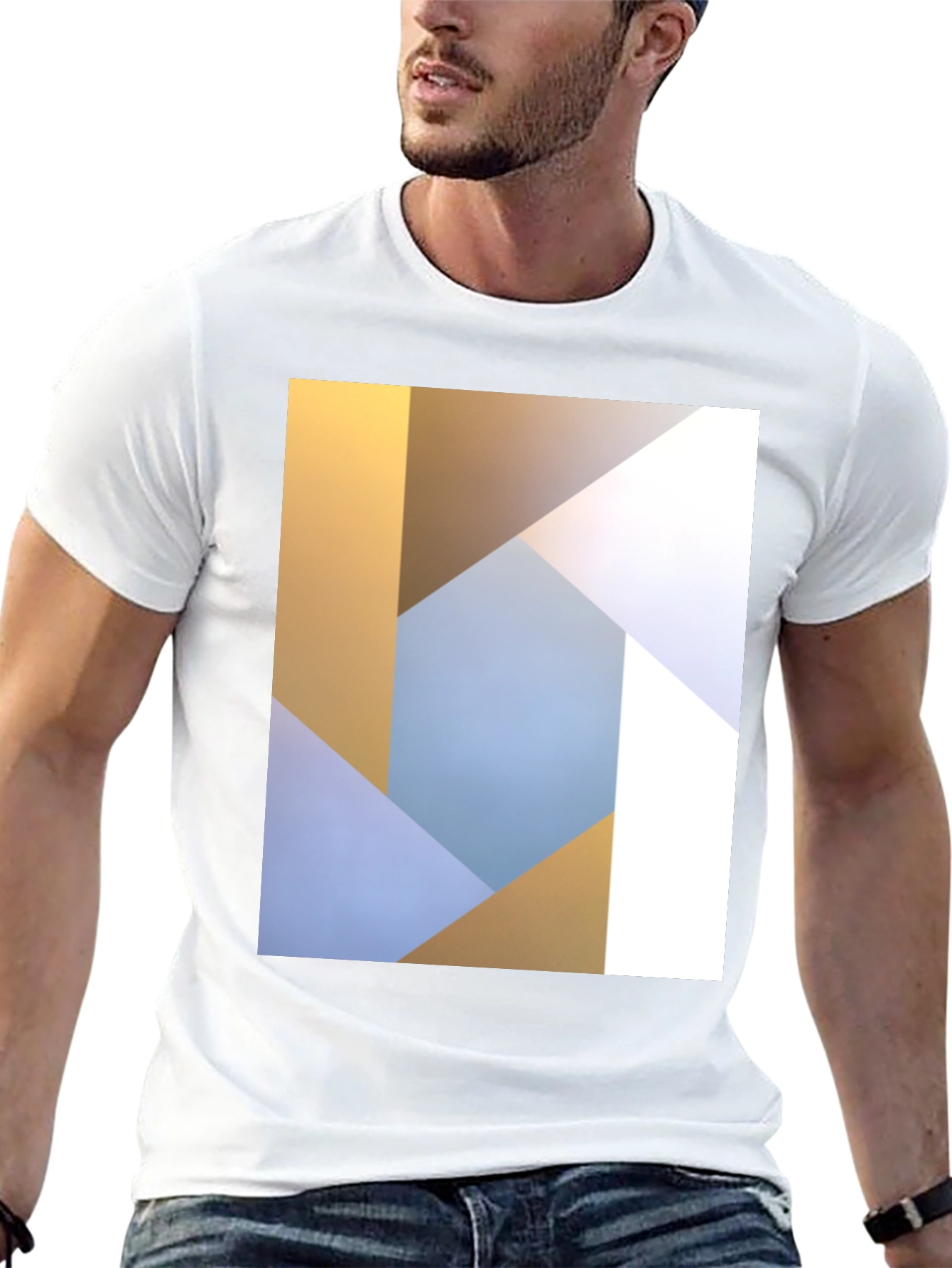 Abstract Geometric Print Black T-Shirt