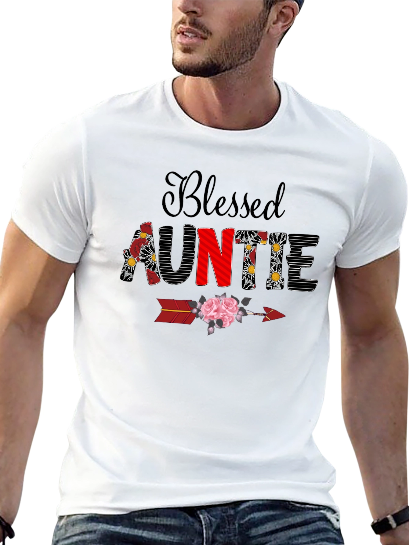 Blessed Auntie Floral Arrow T-Shirt