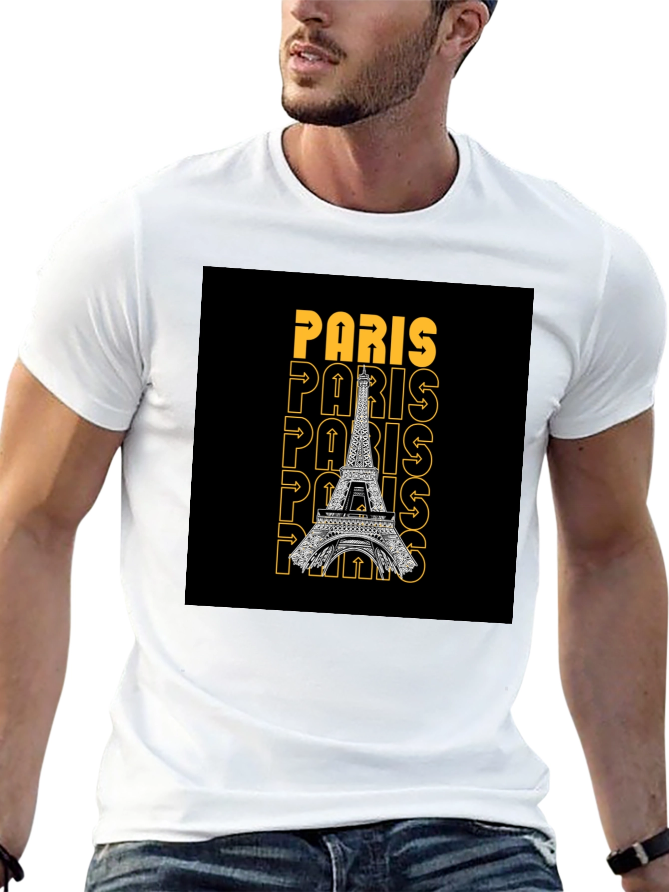 Paris Eiffel Tower Graphic Print Black T-Shirt